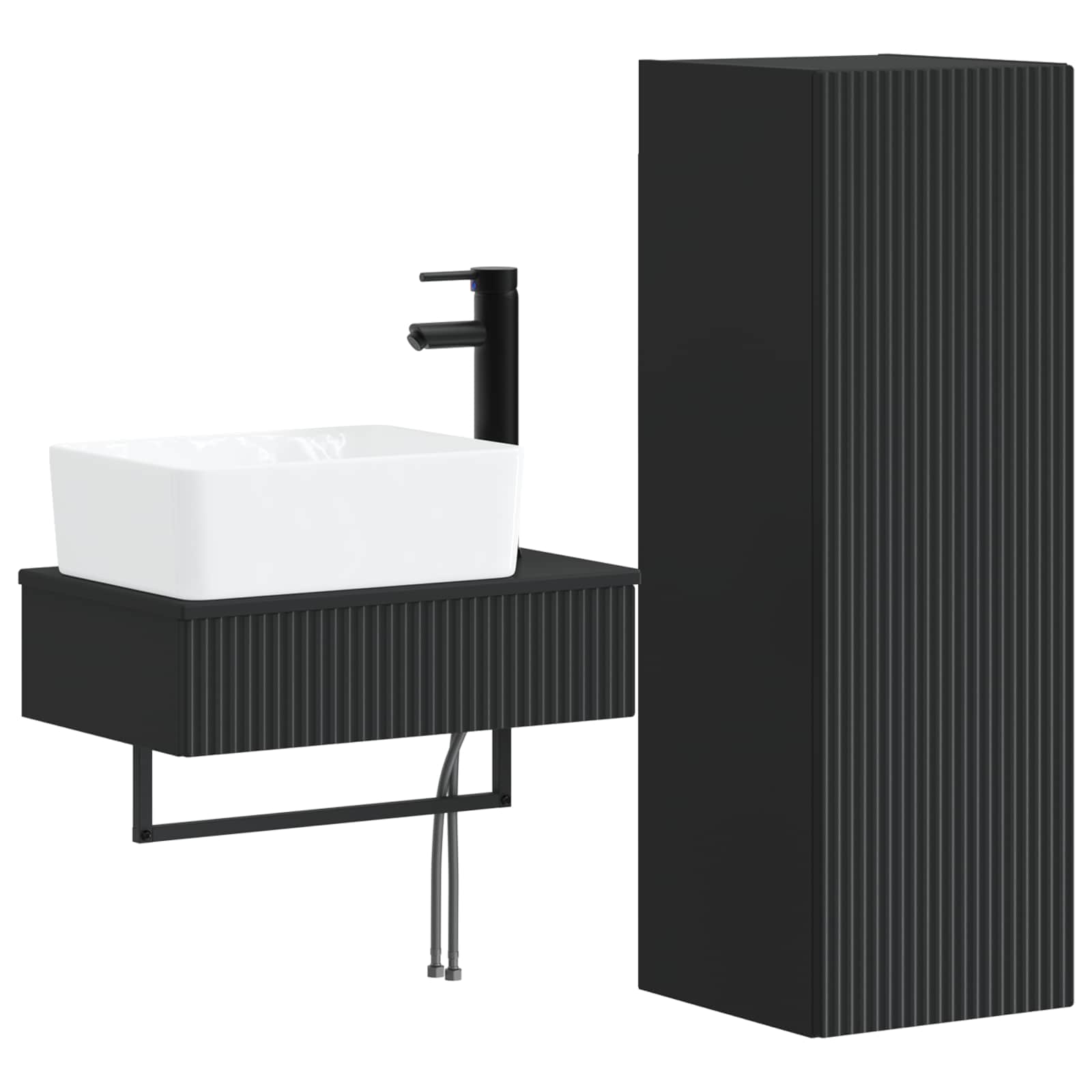 Badezimmermöbel-set 2 Stk. Schwarz 33 X 34,5 X 100 Cm Vidaxl