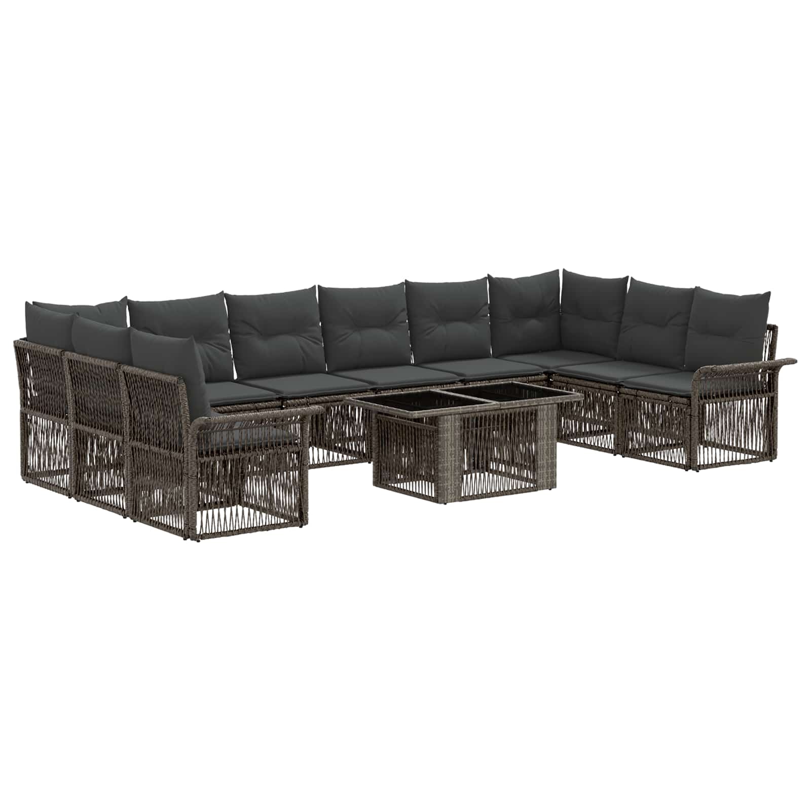 Gartensofa-set 11 Stk. Grau Und Dunkelgrau Poly-rattan Vidaxl