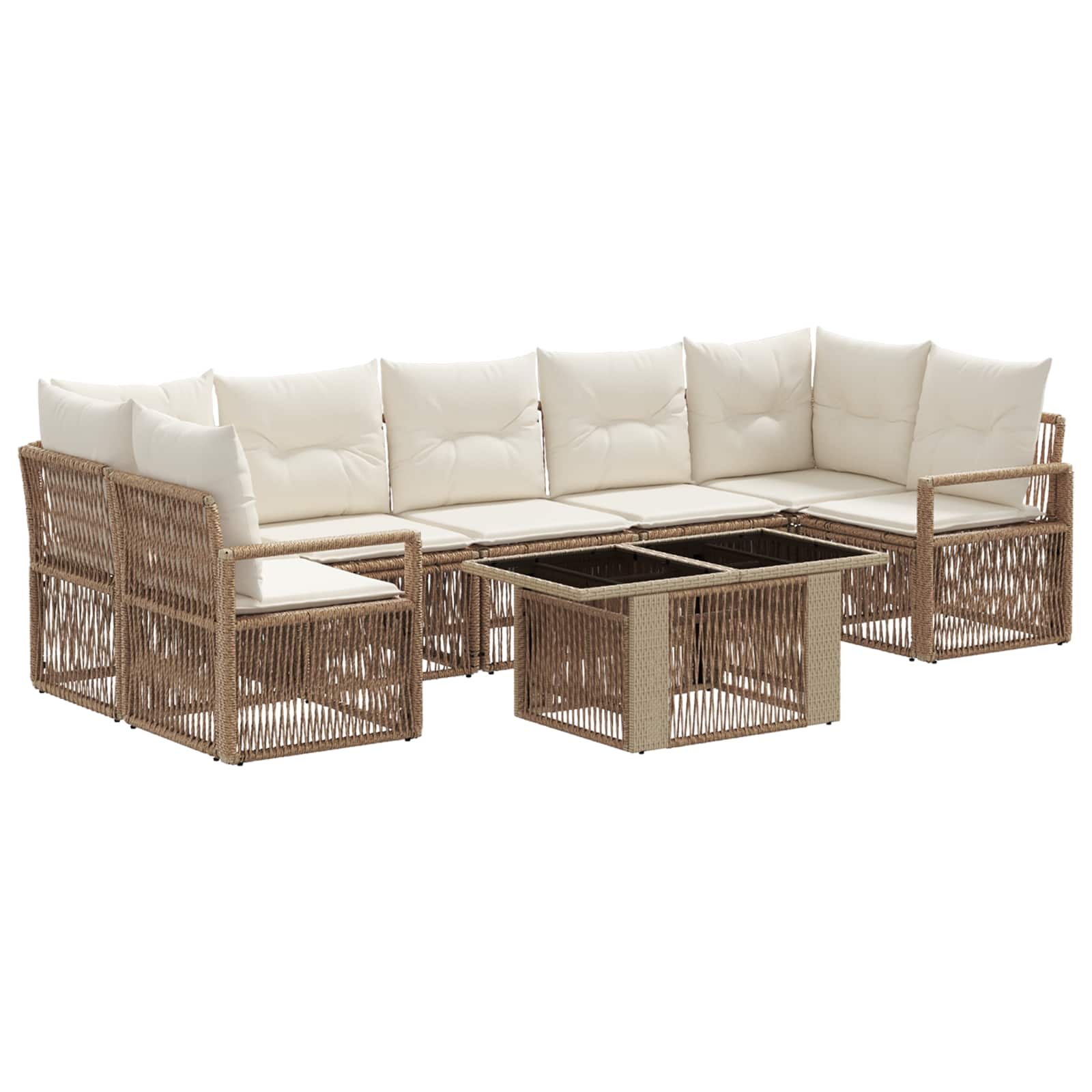 Gartensofa-set 8 Stk. Beige Und Cremeweiß Poly-rattan Vidaxl