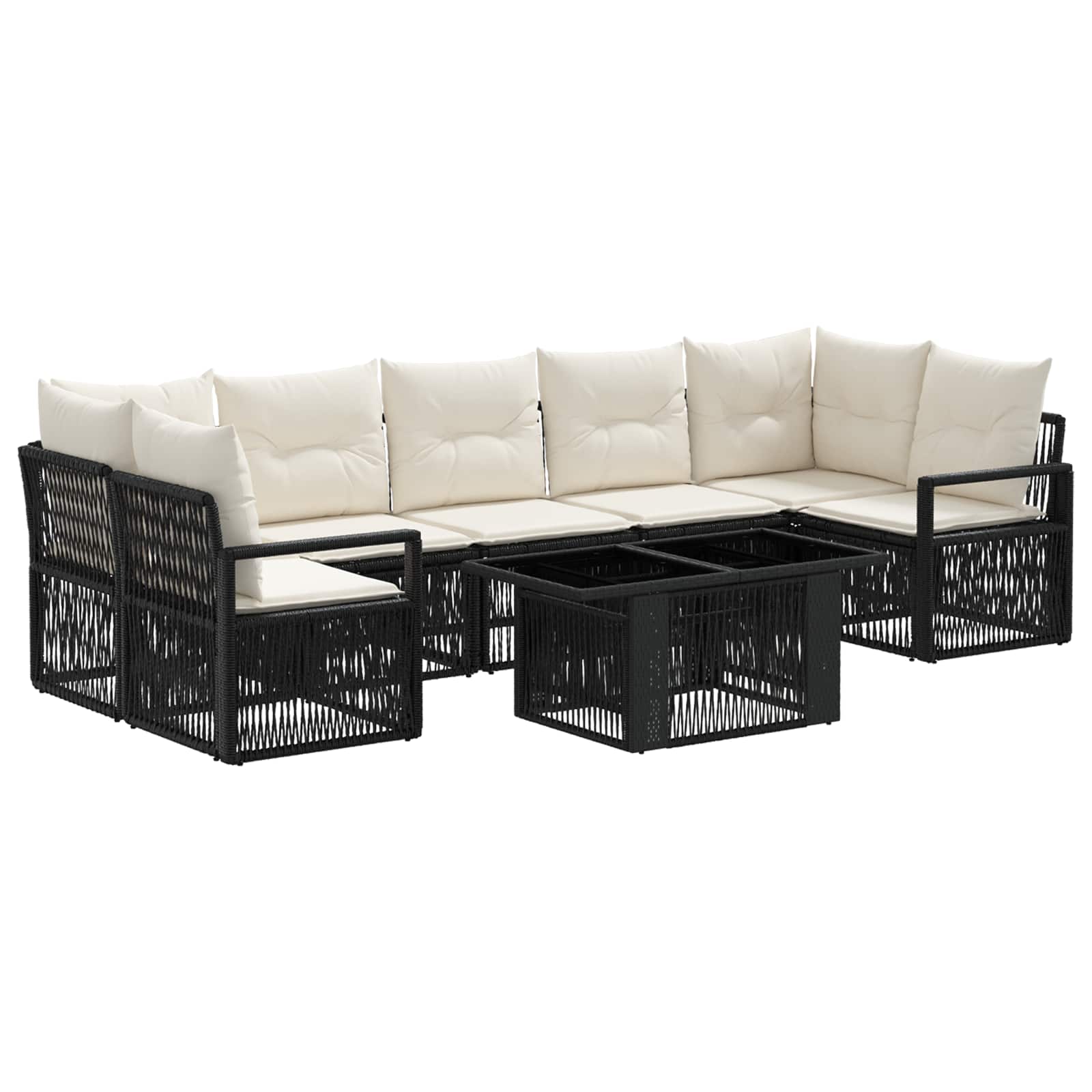 Gartensofa-set 8 Stk. Schwarz Und Cremeweiß Poly-rattan Vidaxl