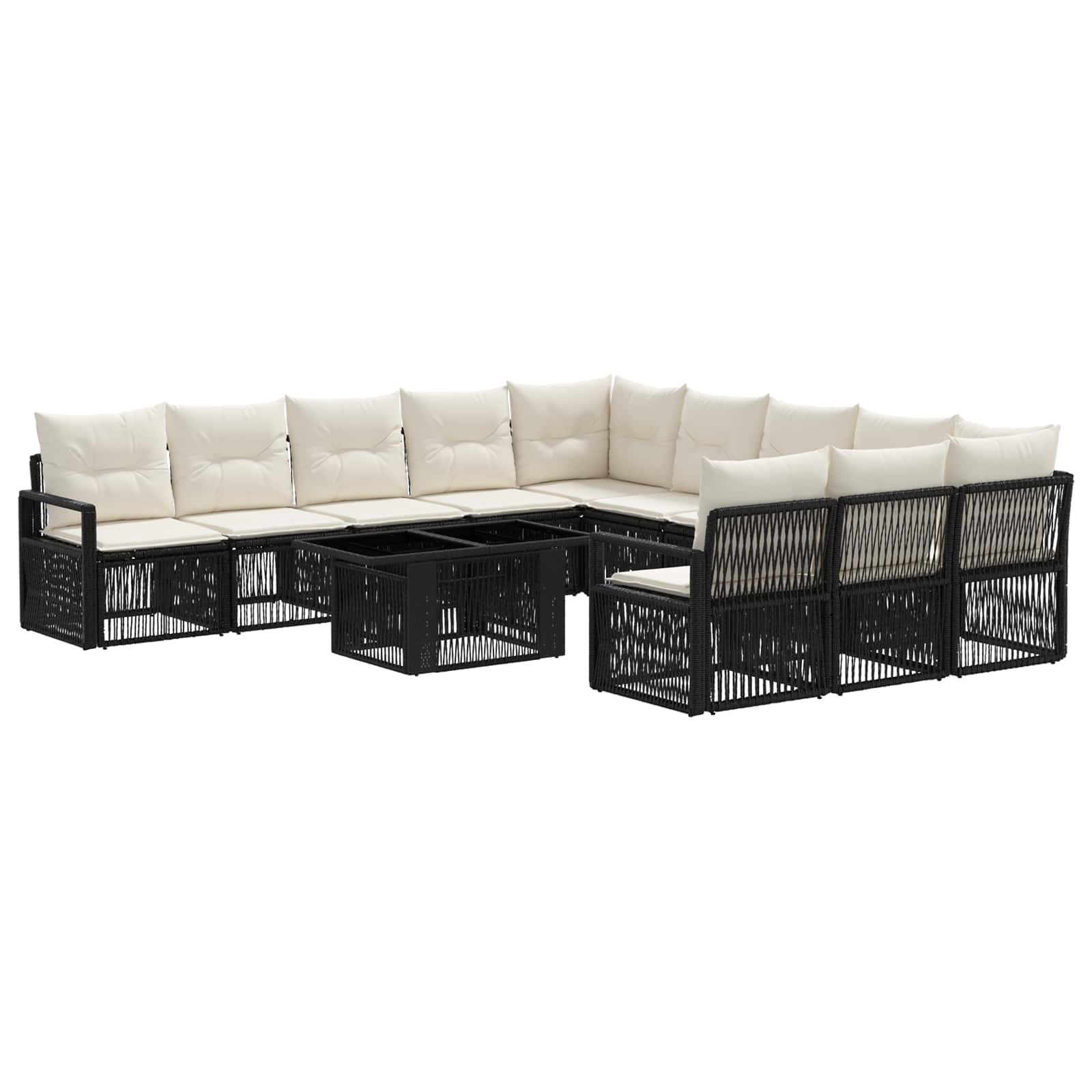 Gartensofa-set 12 Stk. Schwarz Und Cremeweiß Poly-rattan Vidaxl