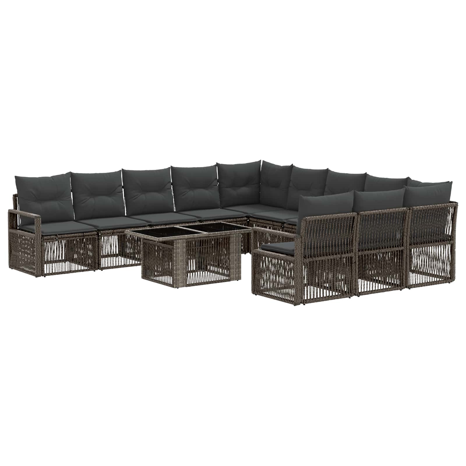 Gartensofa-set 12 Stk. Grau Und Dunkelgrau Poly-rattan Vidaxl