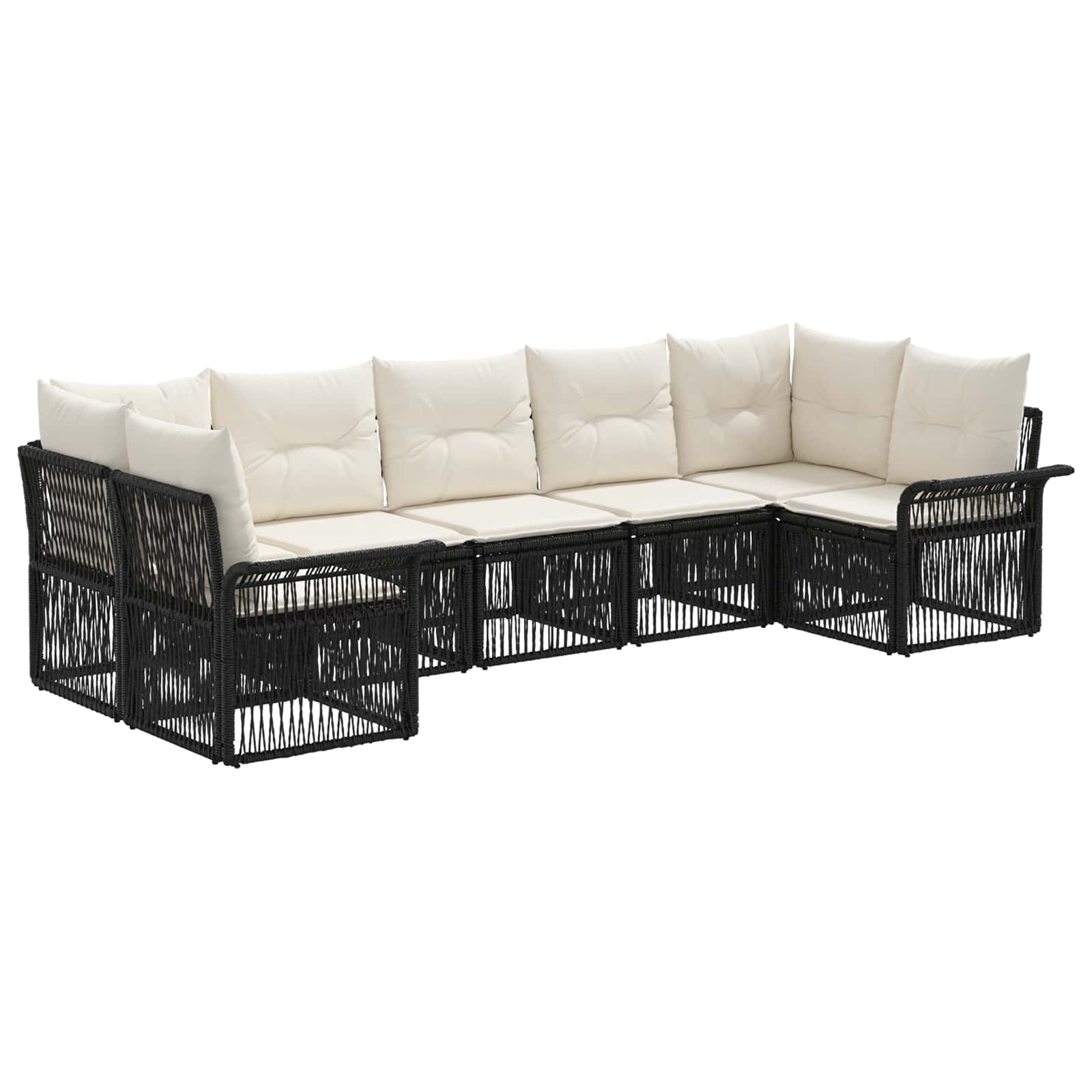 Gartensofa-set 7 Stk. 7-sitzanzahl Schwarz Poly-rattan Vidaxl
