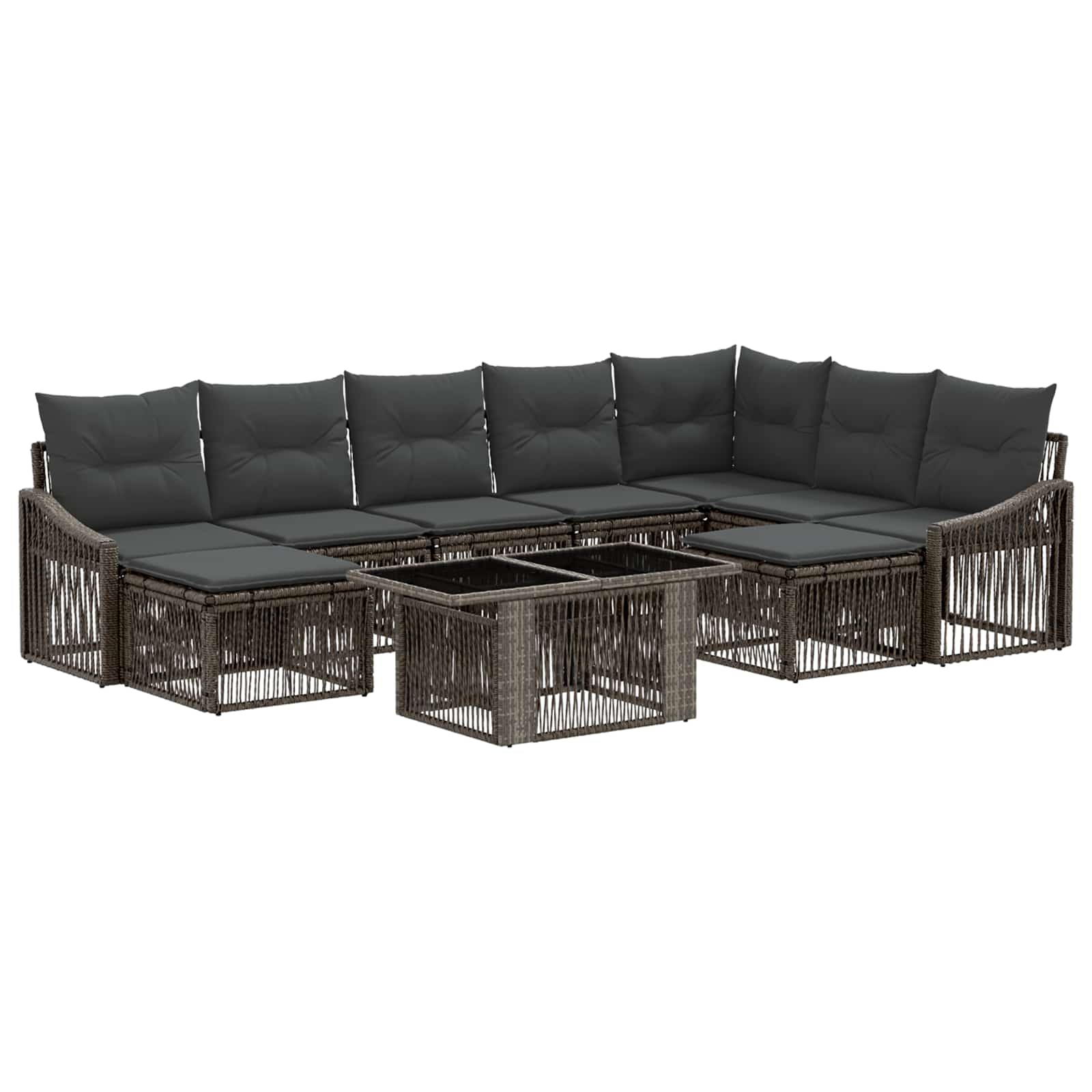 Gartensofa-set 10 Stk. Grau Und Dunkelgrau Poly-rattan Vidaxl