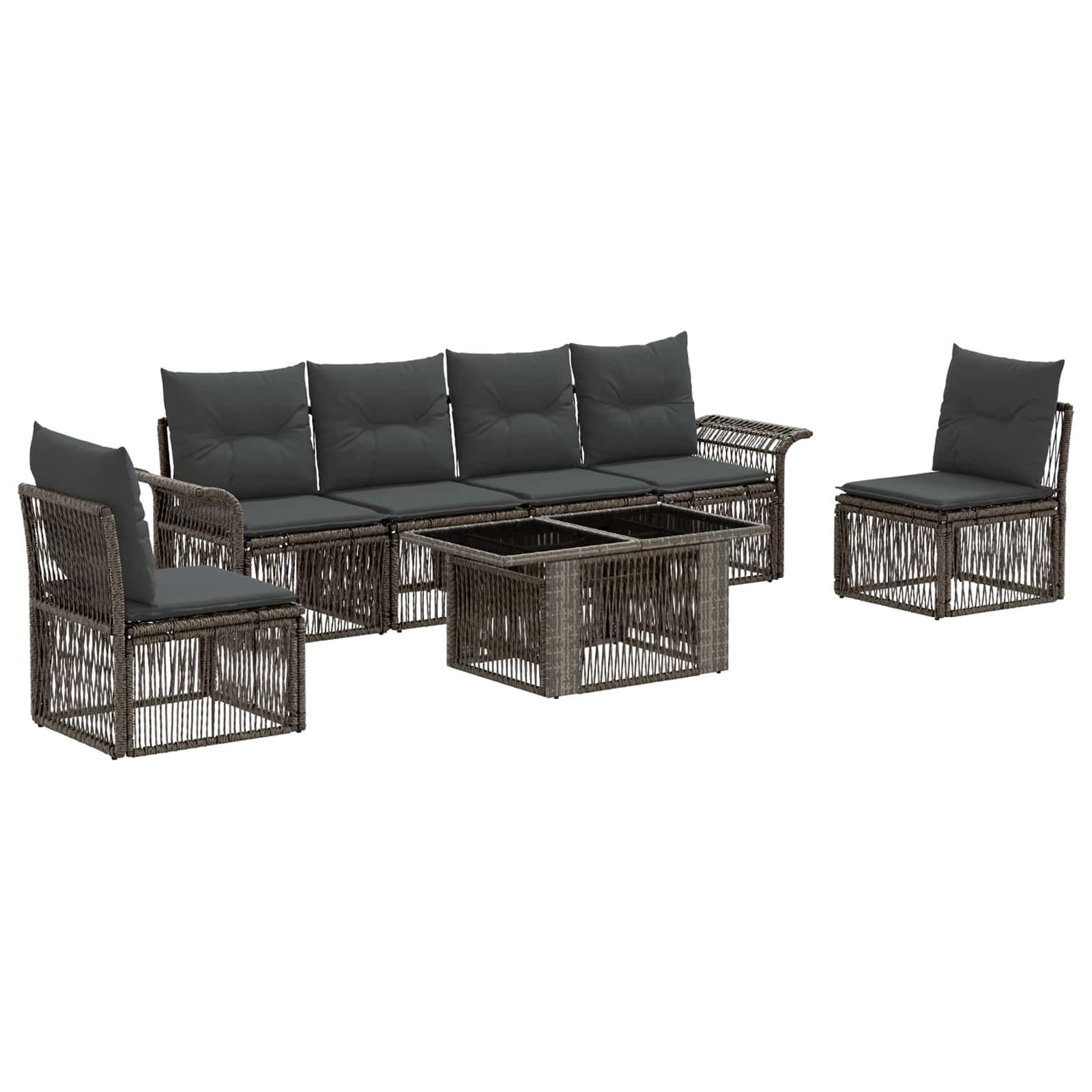 Gartensofa-set 7 Stk. Grau Und Dunkelgrau Poly-rattan Vidaxl
