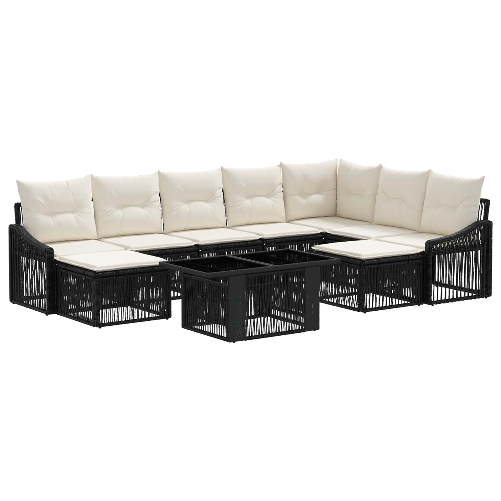 Gartensofa-set 10 Stk. Schwarz Und Cremeweiß Poly-rattan Vidaxl