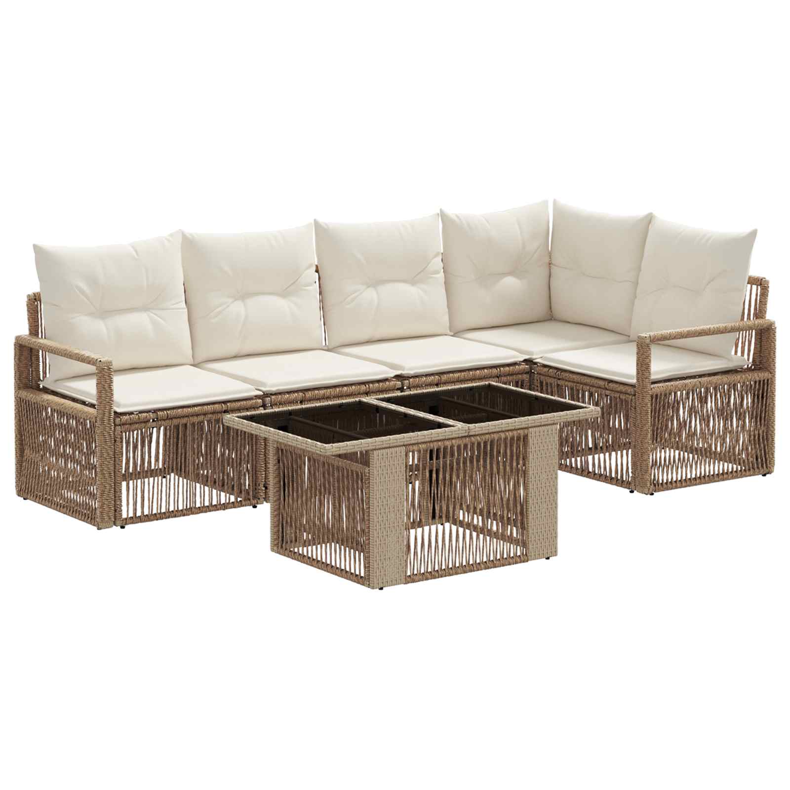 Gartensofa-set 6 Stk. Beige Und Cremeweiß Poly-rattan Vidaxl