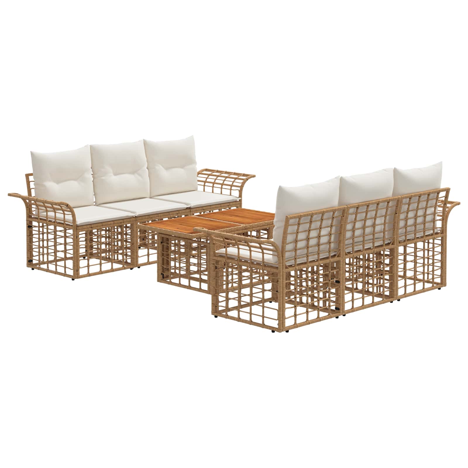 Gartensofa-set 7 Stk. Natürlich Und Cremweiß Poly-rattan Vidaxl