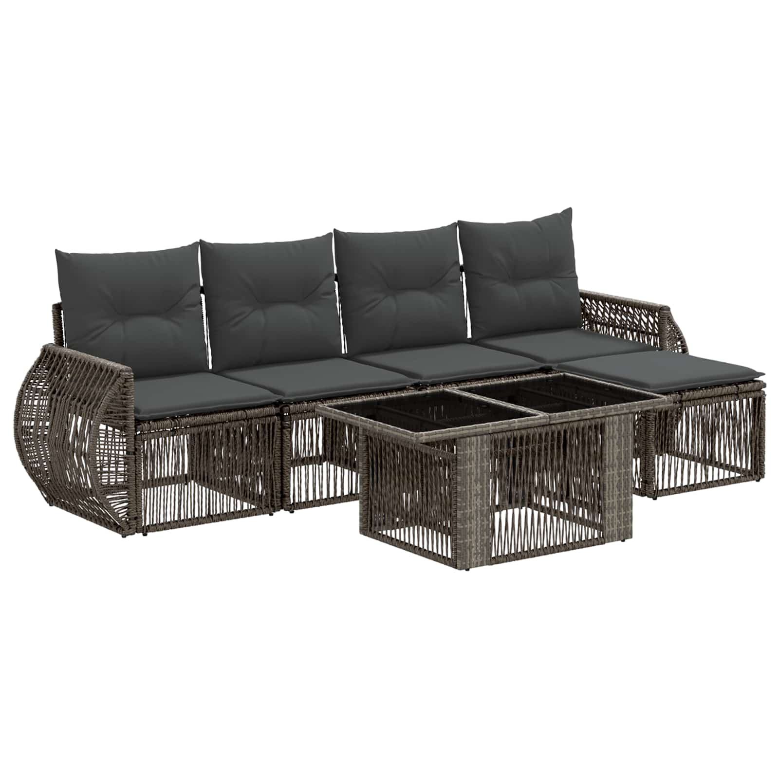 Gartensofa-set 6 Stk. Grau Und Dunkelgrau Poly-rattan Vidaxl