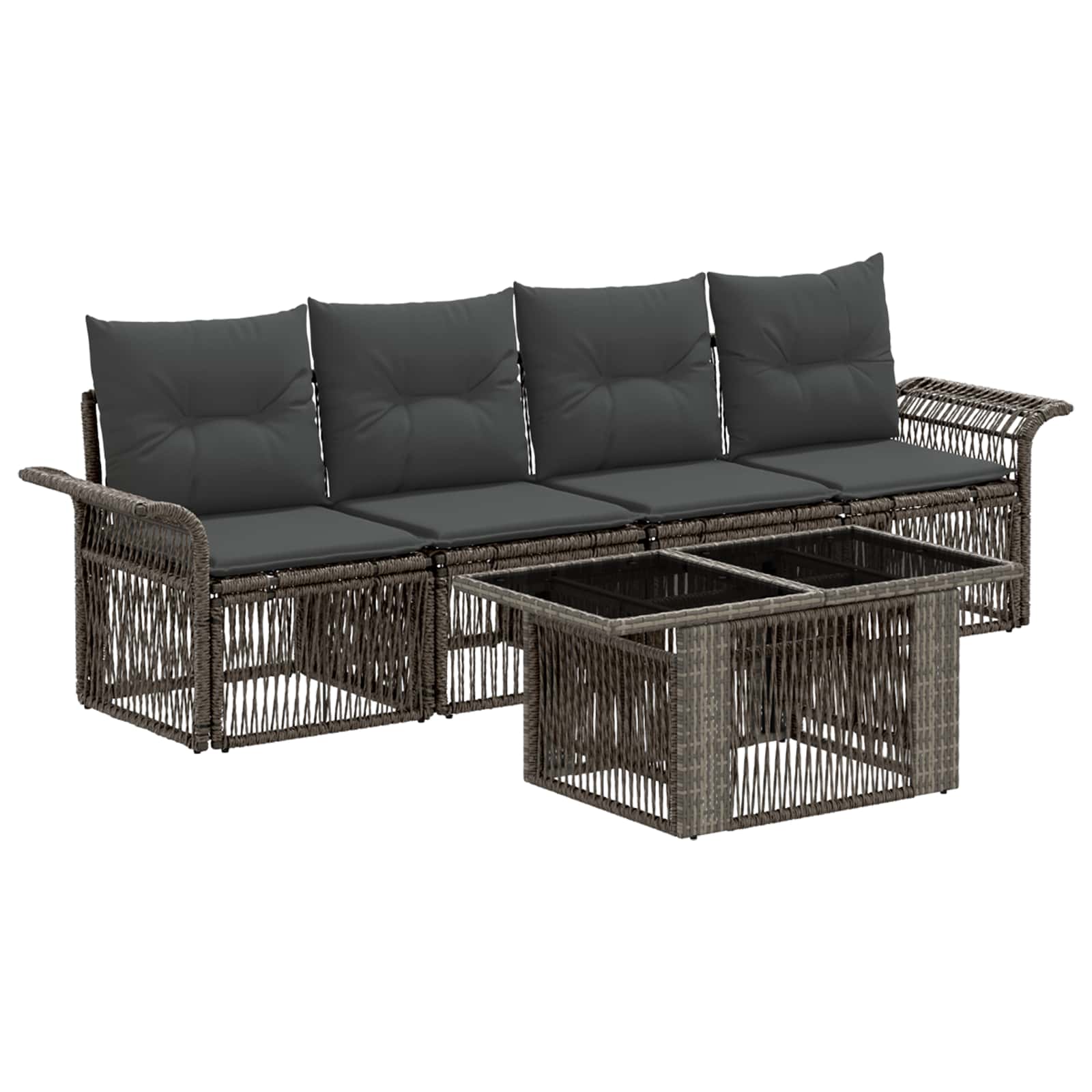 Gartensofa-set 5 Stk. Grau Und Dunkelgrau Poly-rattan Vidaxl