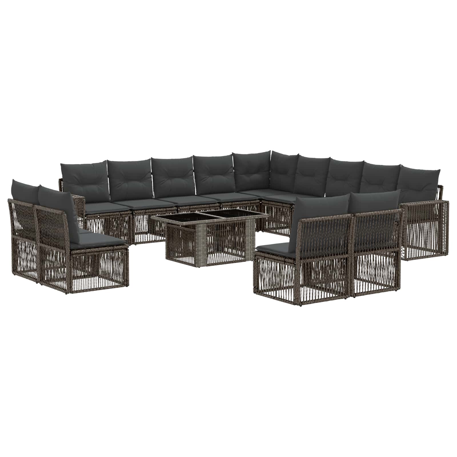 Gartensofa-set 14 Stk. Grau Und Dunkelgrau Poly-rattan Vidaxl