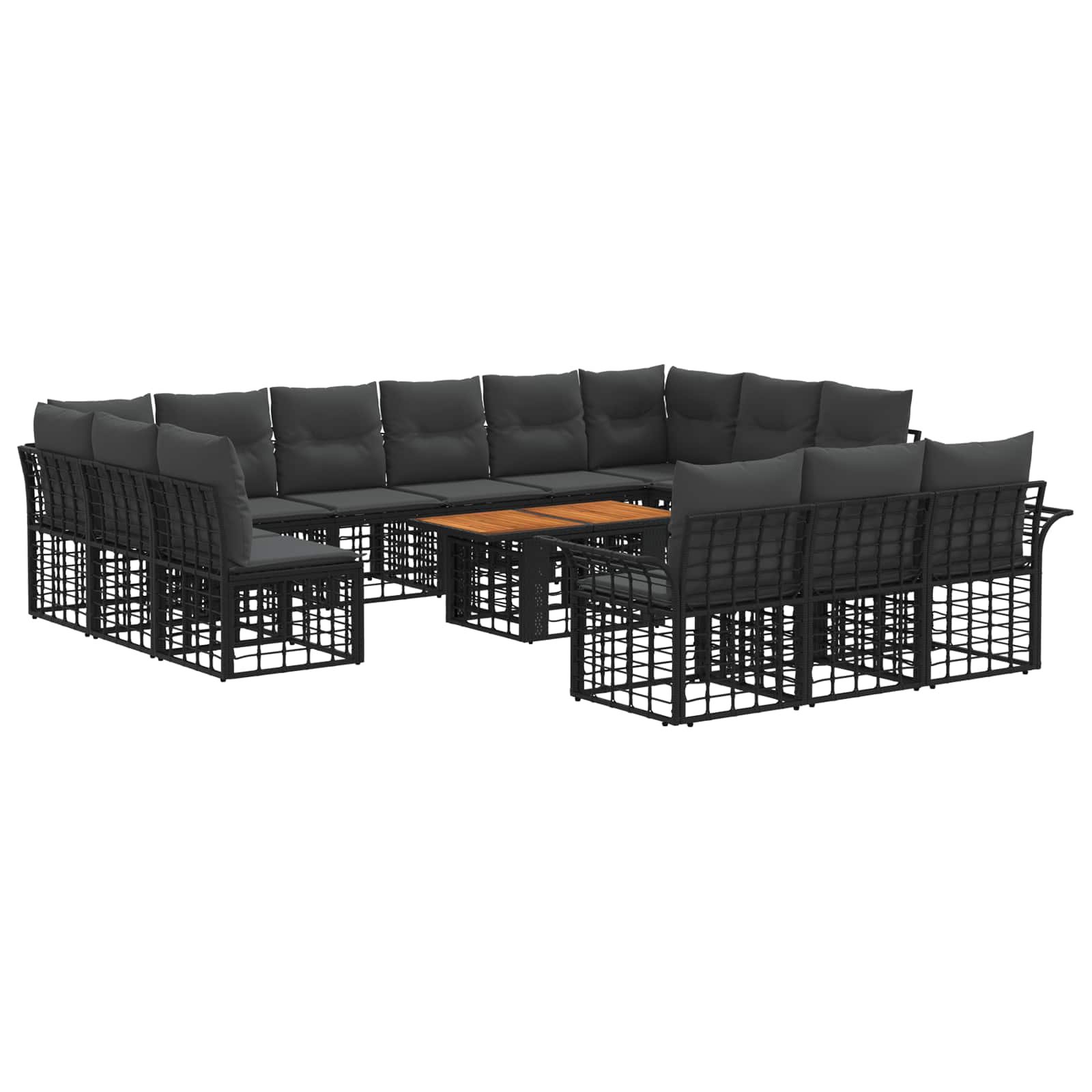Gartensofa-set 14 Stk. Schwarz Und Dunkelgrau Poly-rattan Vidaxl