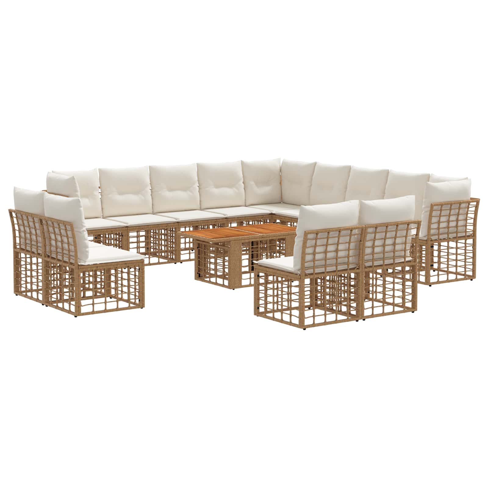 Gartensofa-set 14 Stk. Natürlich Und Cremweiß Poly-rattan Vidaxl