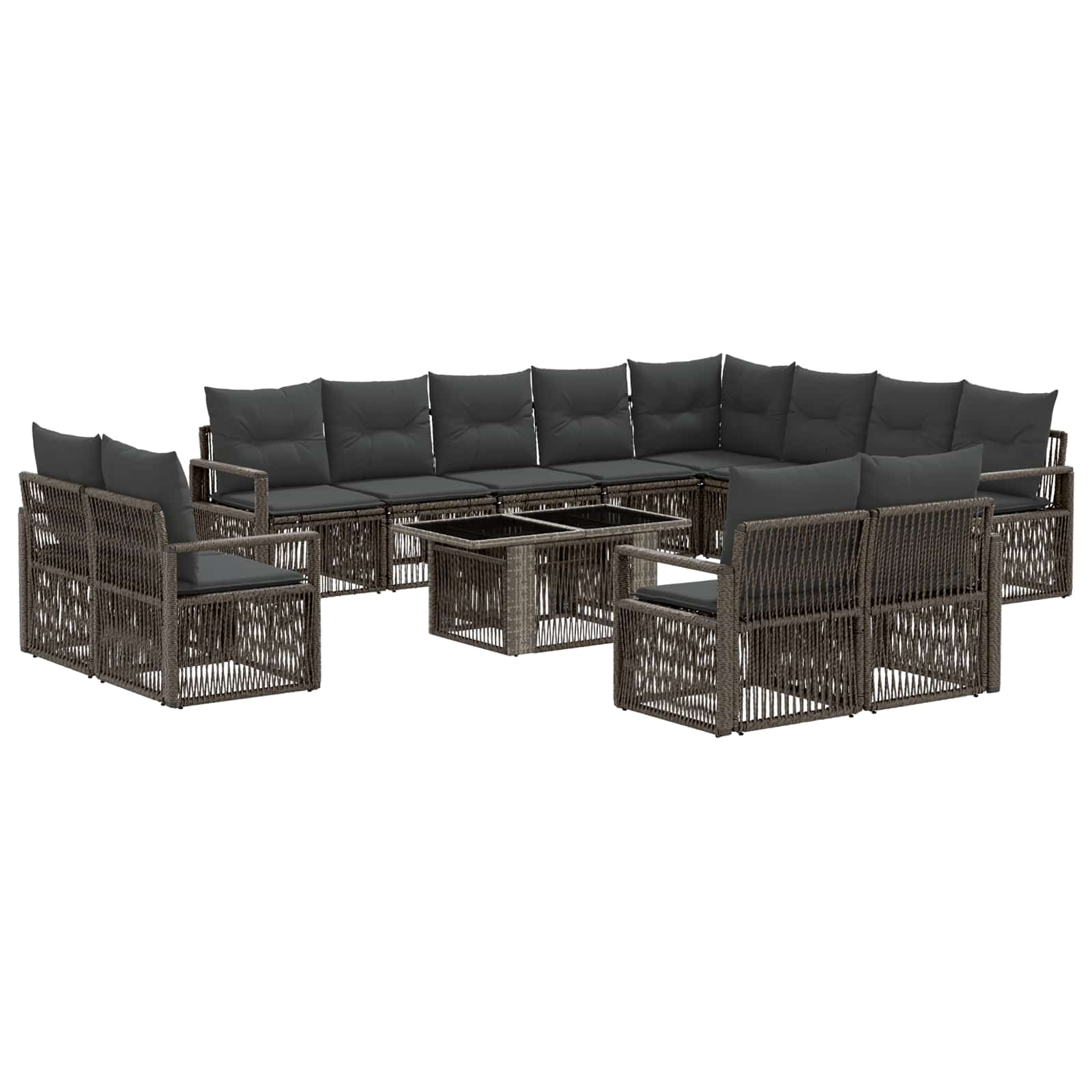 Gartensofa-set 13 Stk. Grau Und Dunkelgrau Poly-rattan Vidaxl
