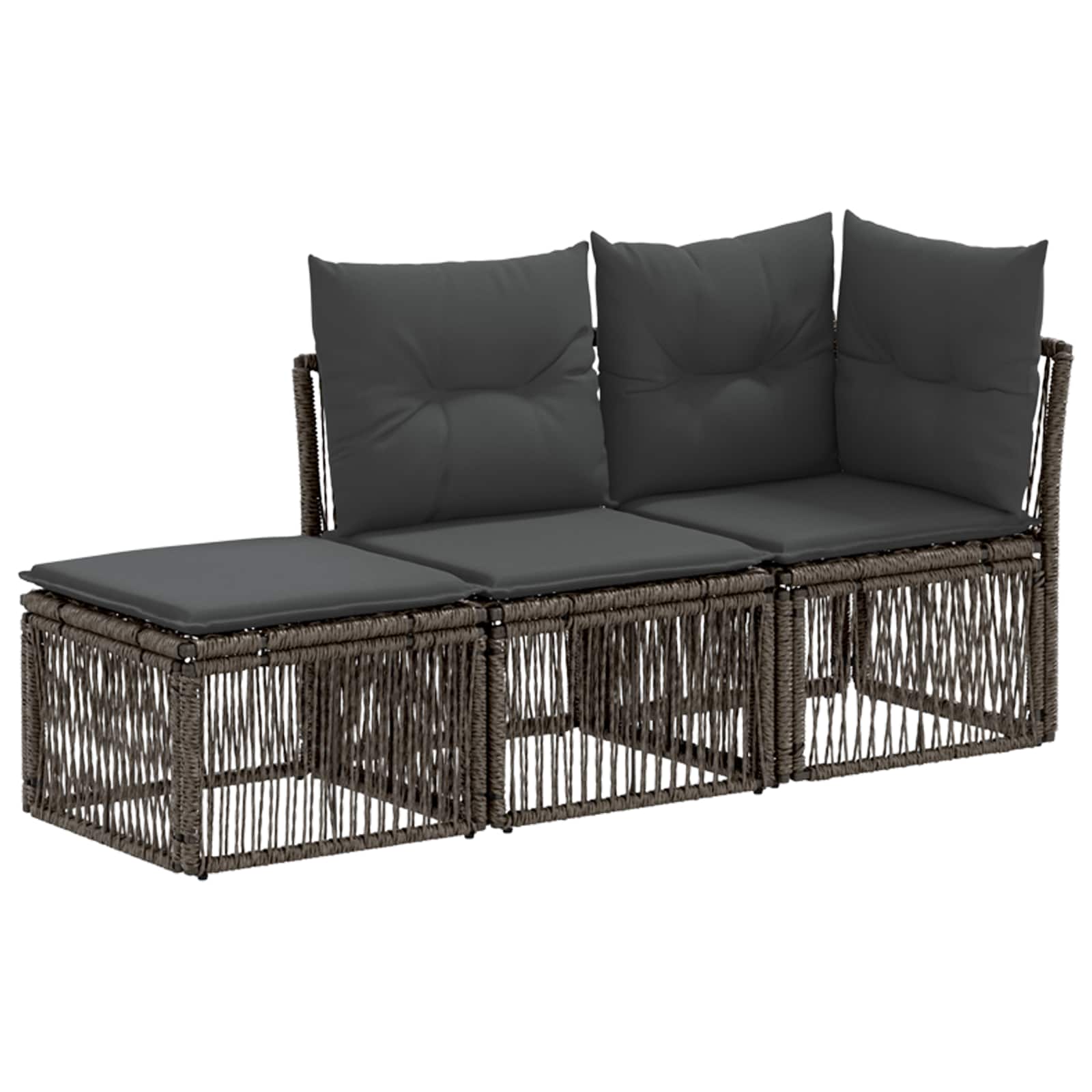 Gartensofa-set 3 Stk. 3-sitzanzahl Grau Poly-rattan Vidaxl