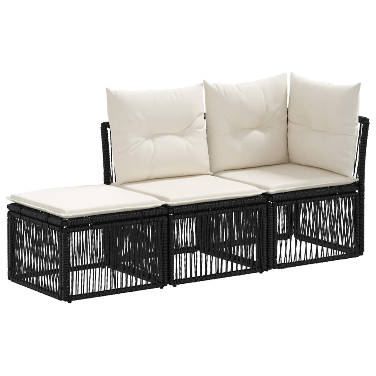 Gartensofa-set 3 Stk. 3-sitzanzahl Schwarz Poly-rattan Vidaxl