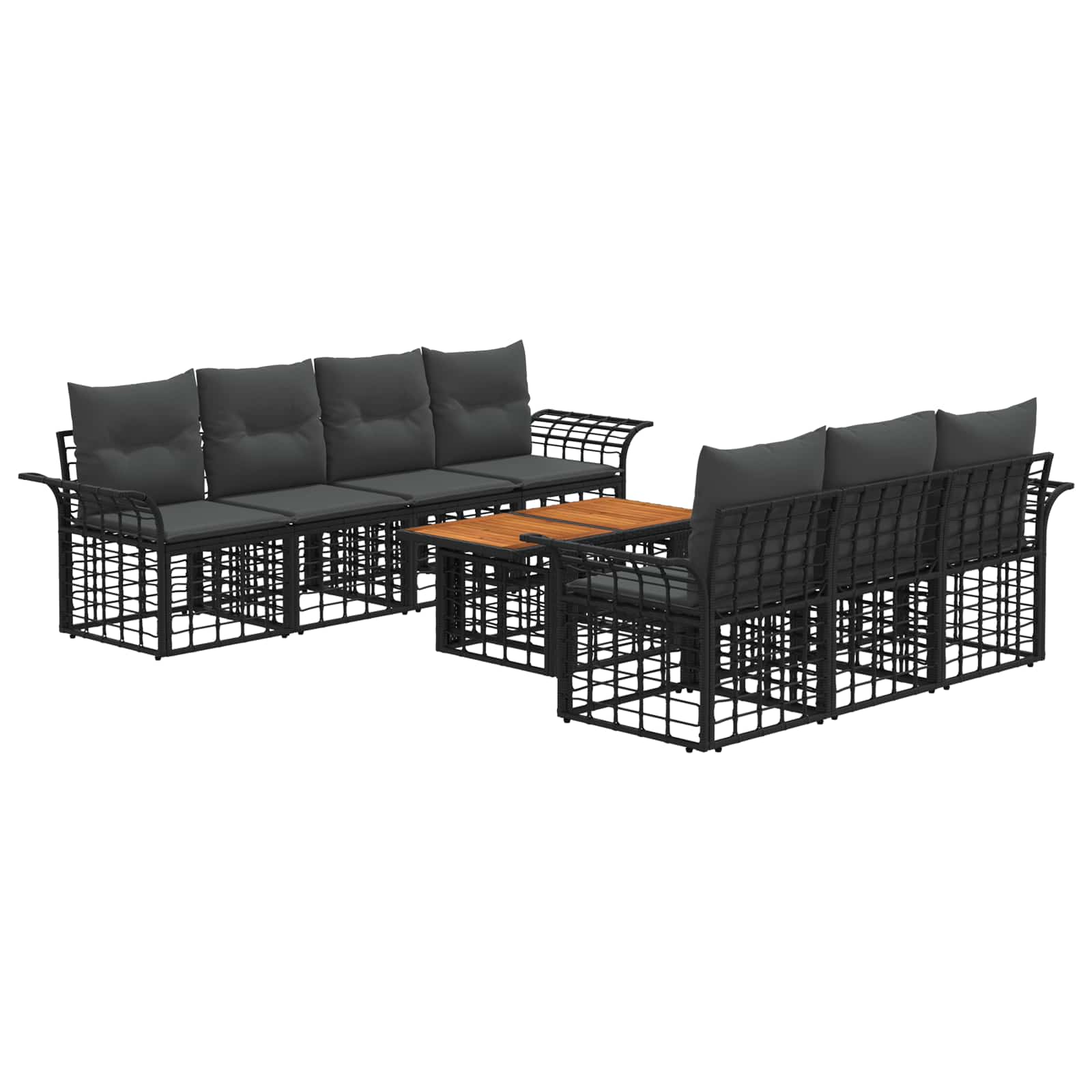 Gartensofa-set 8 Stk. Schwarz Und Dunkelgrau Poly-rattan Vidaxl