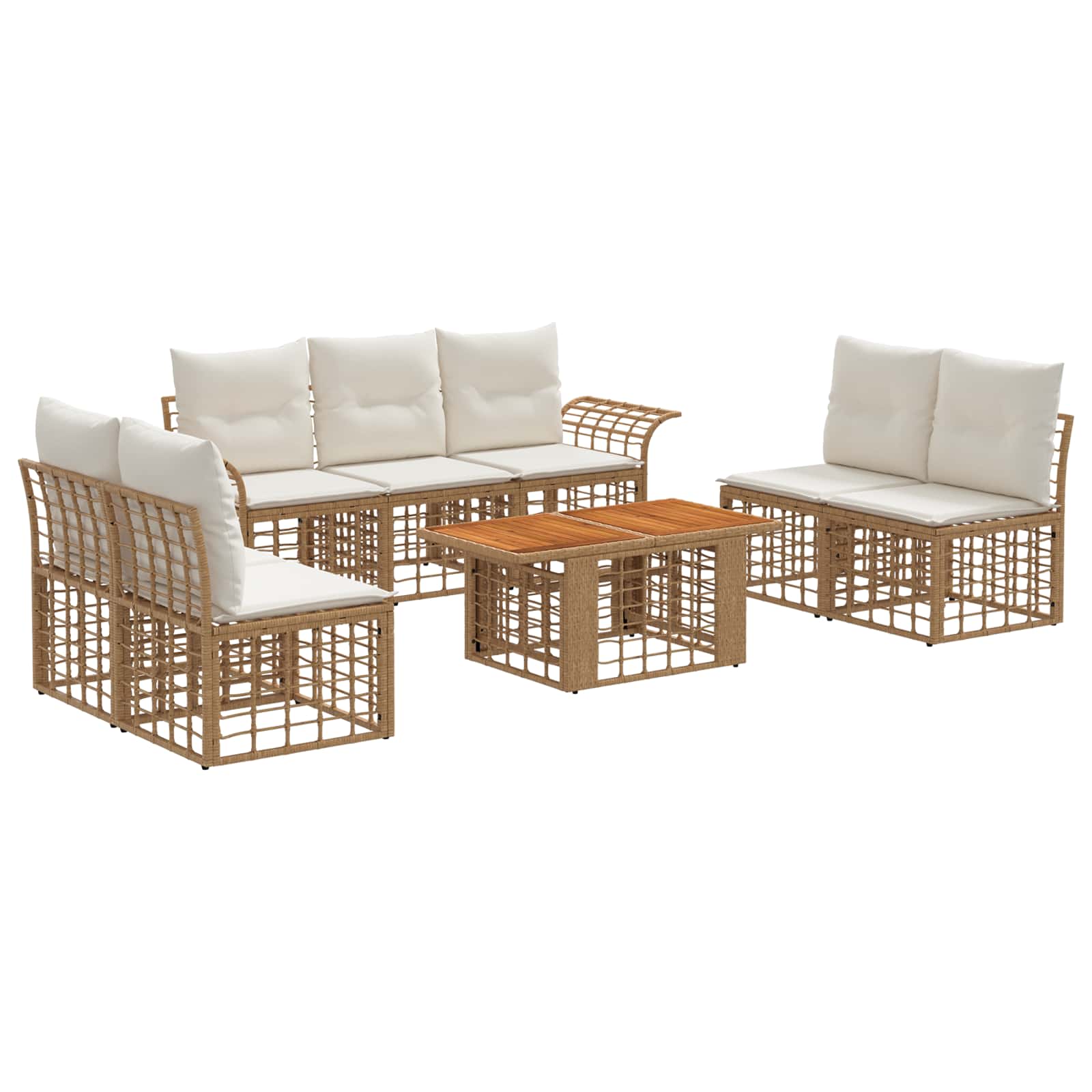 Gartensofa-set 8 Stk. Natürlich Und Cremweiß Poly-rattan Vidaxl