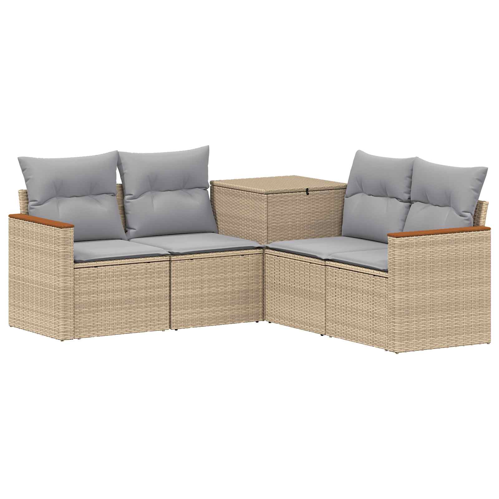 Sofa Set 5 Stk. Beige Und Hellgrau Polyrattan Und Stahl Vidaxl