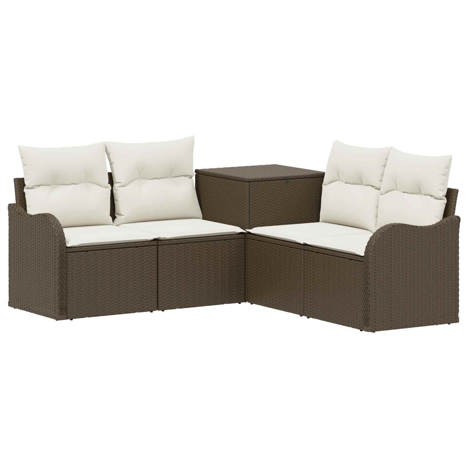 Sofa Set 5 Stk. Braun Und Creme Weiß Polyrattan Und Stahl Vidaxl
