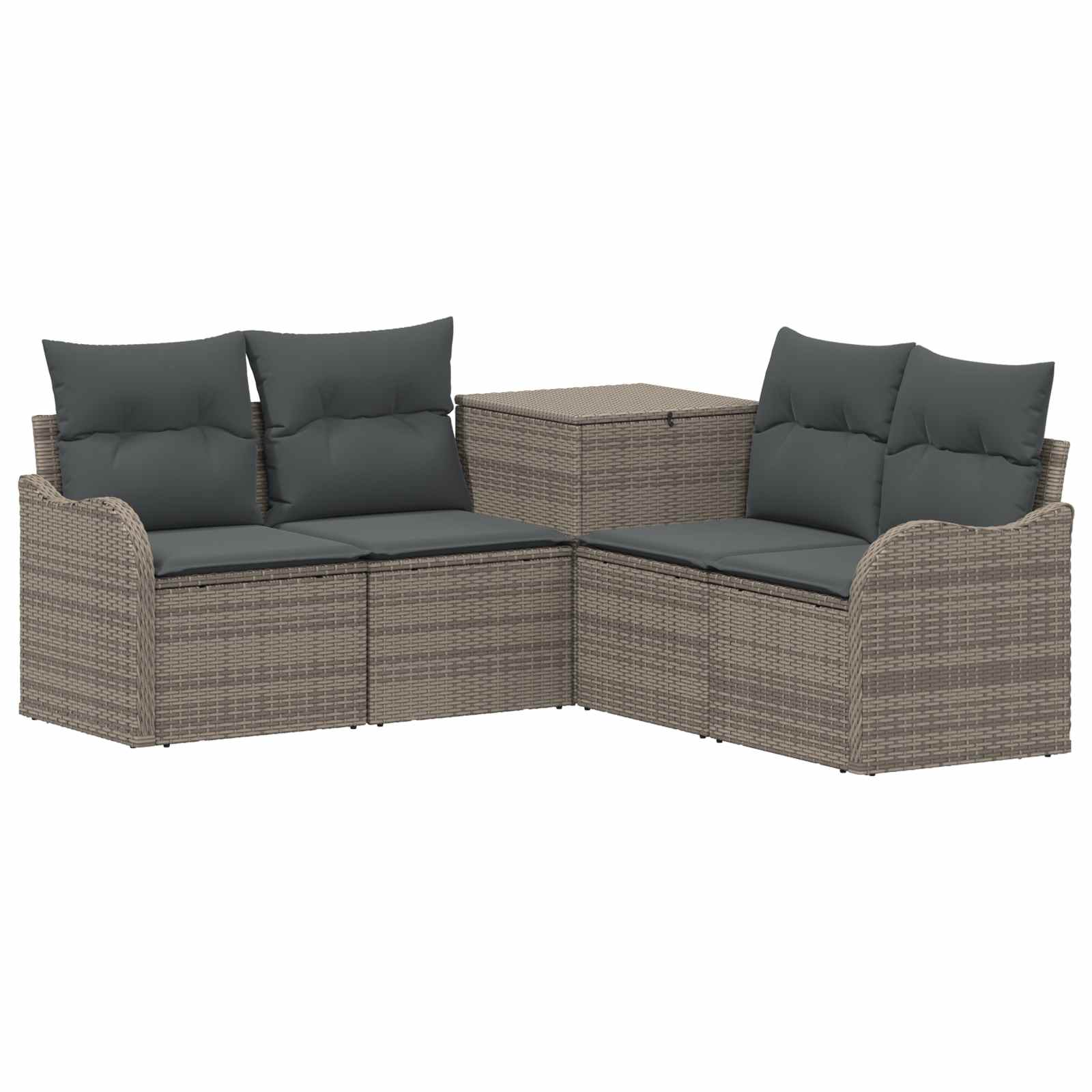 Sofa Set 5 Stk. Grau Und Dunkelgrau Polyrattan Und Stahl Vidaxl