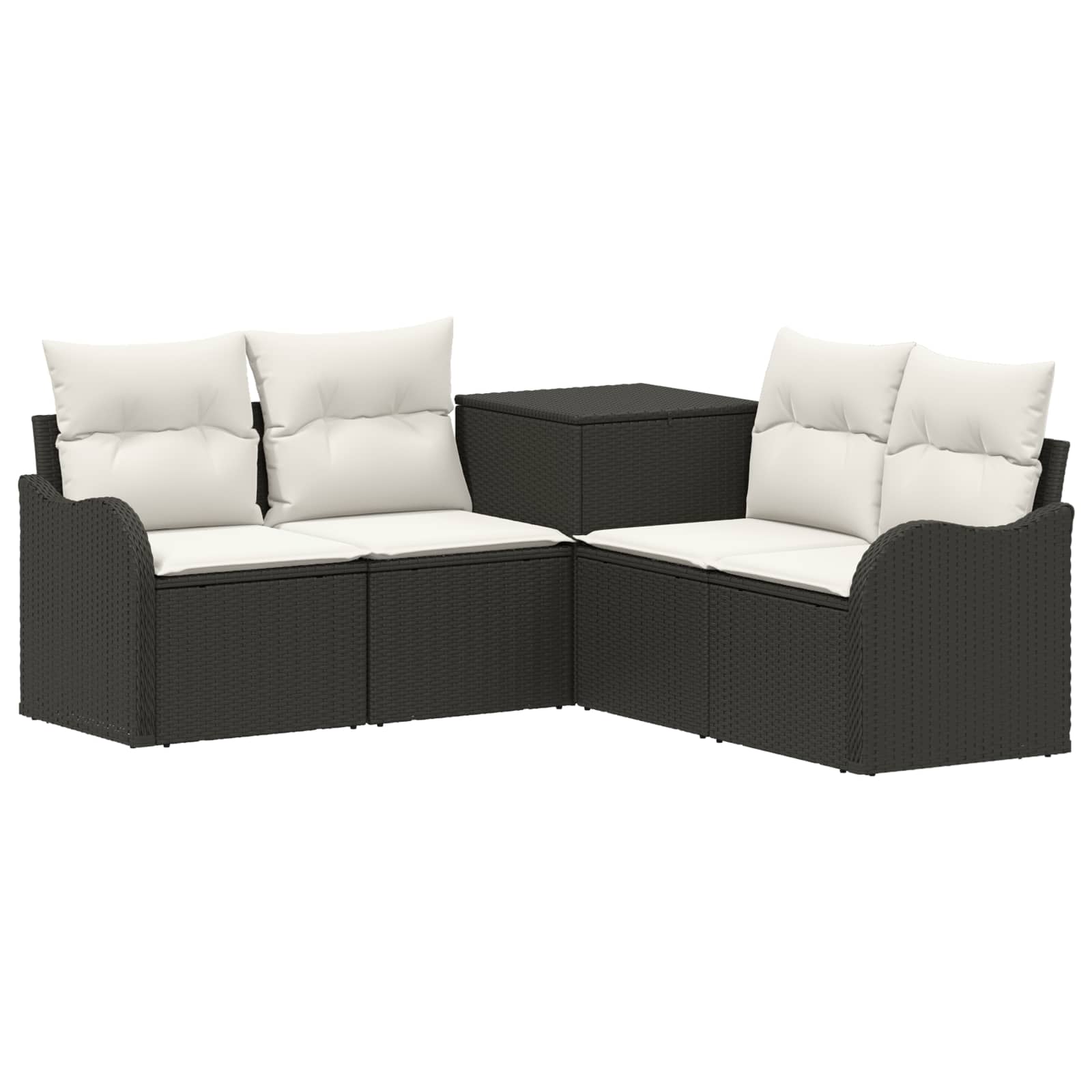 Sofa Set 5 Stk. Schwarz Und Cremeweiß Polyrattan Und Stahl Vidaxl