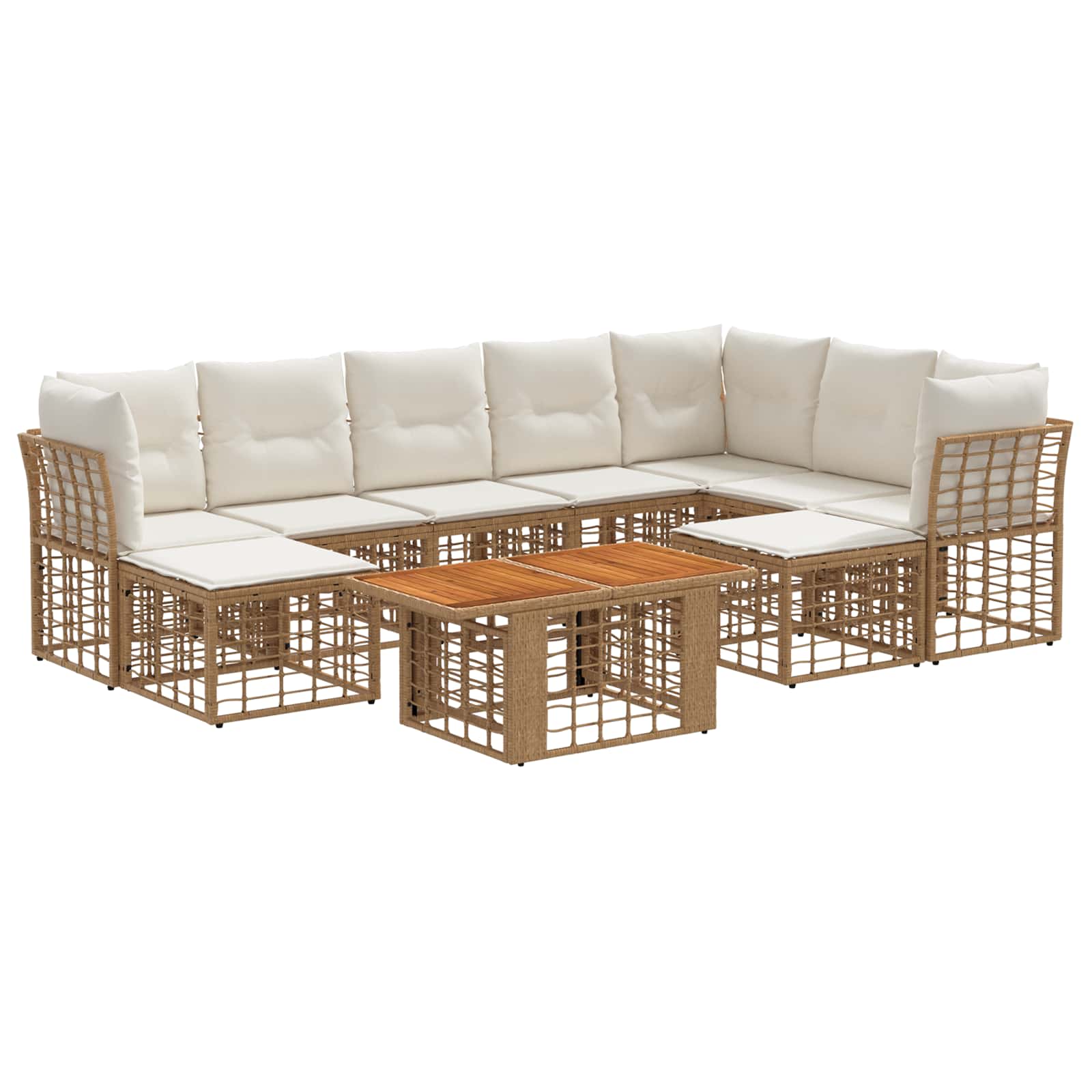 Gartensofa-set 10 Stk. Natürlich Und Cremweiß Poly-rattan Vidaxl