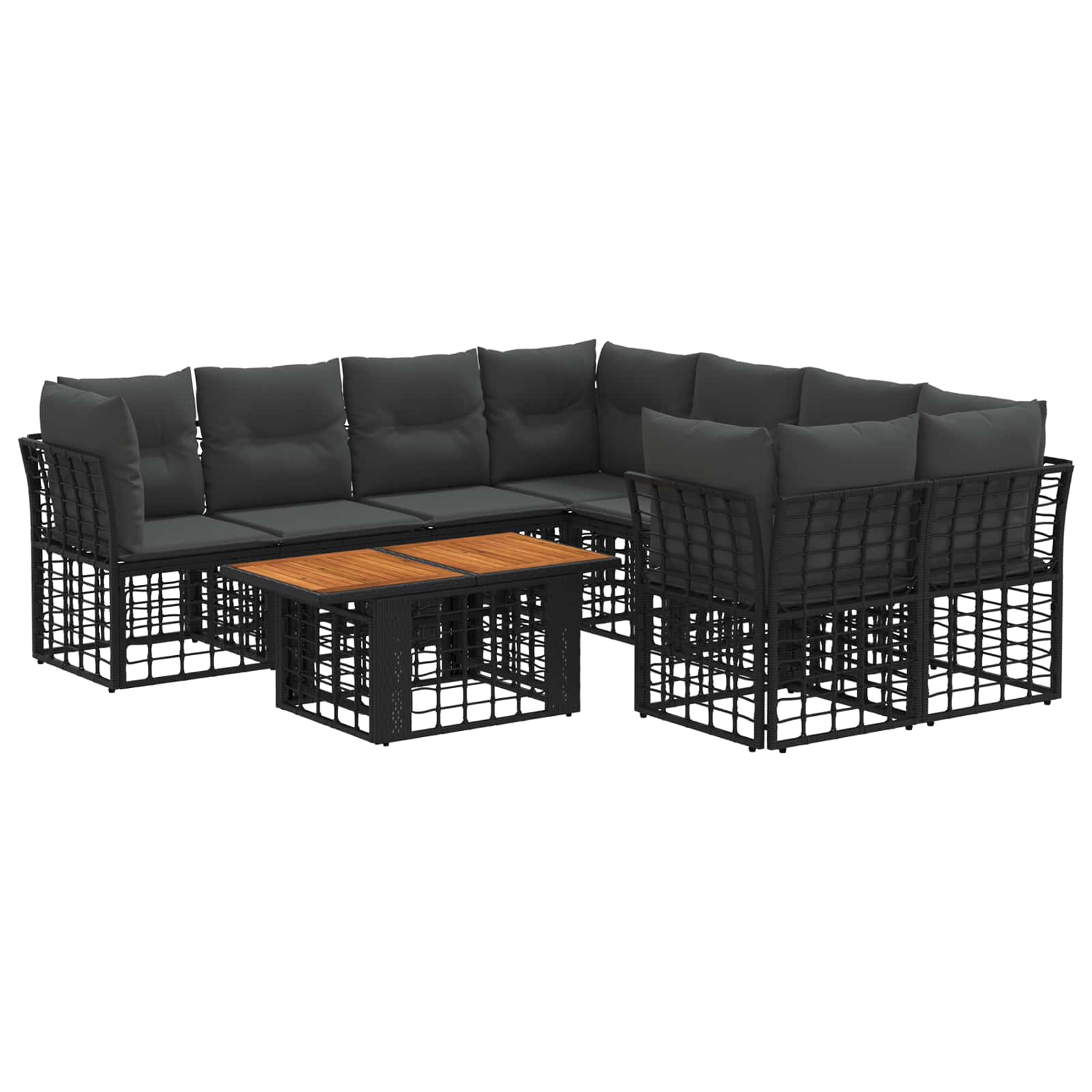 Gartensofa-set 9 Stk. Schwarz Und Dunkelgrau Poly-rattan Vidaxl