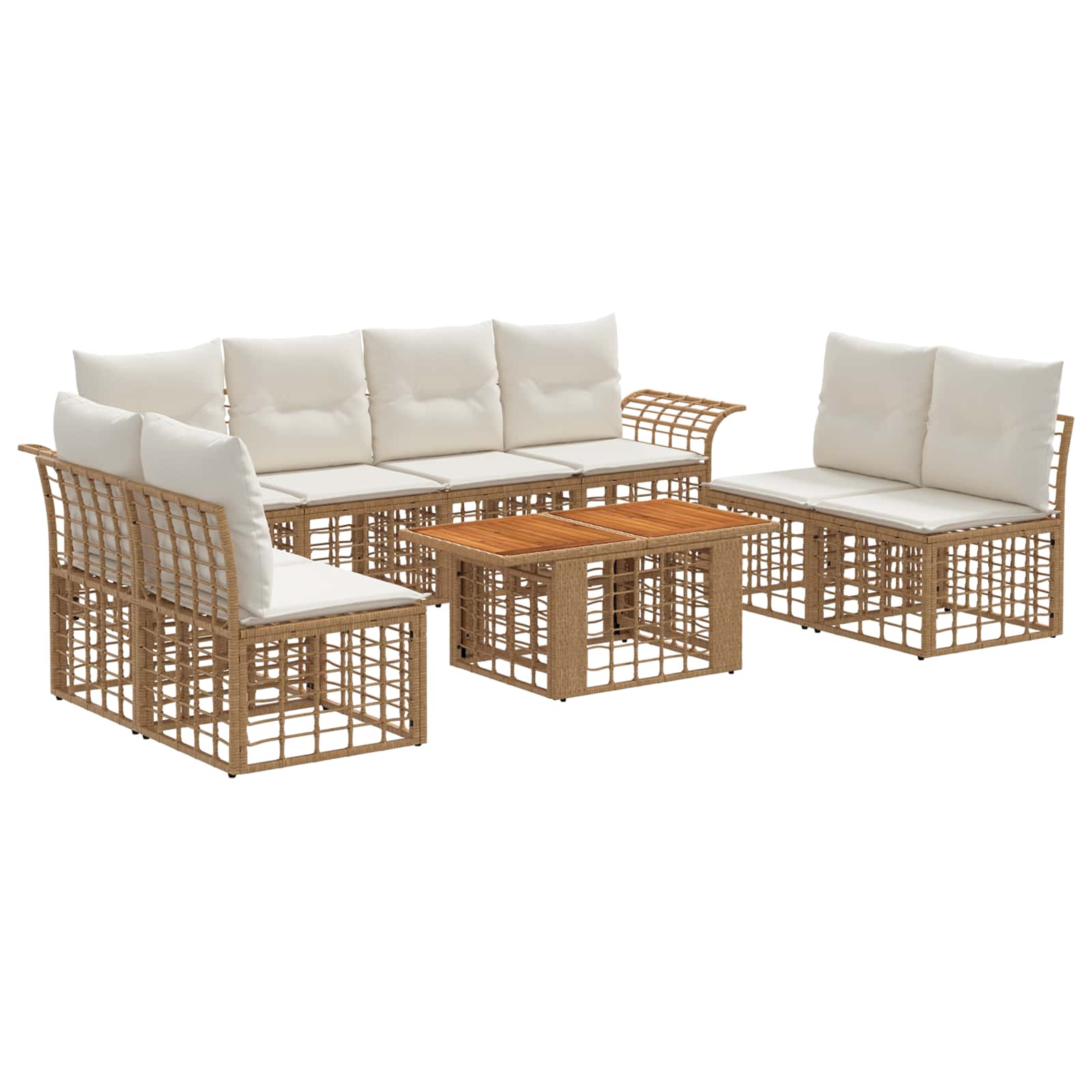 Gartensofa-set 9 Stk. Natürlich Und Cremweiß Poly-rattan Vidaxl