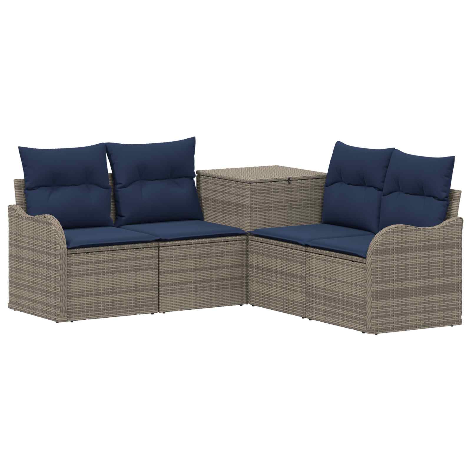 Sofa Set 5 Stk. Grau Und Marineblau Polyrattan Und Stahl Vidaxl
