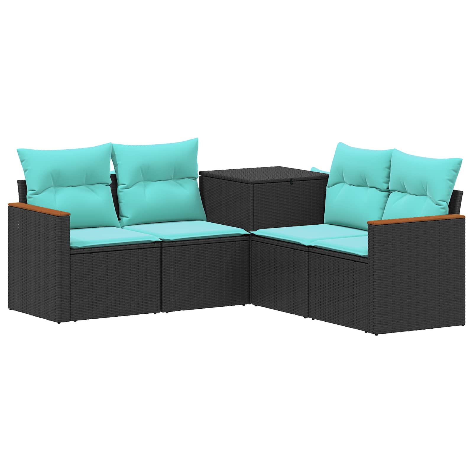 Sofa Set 5 Stk. Schwarz Und Blau Polyrattan Und Stahl Vidaxl
