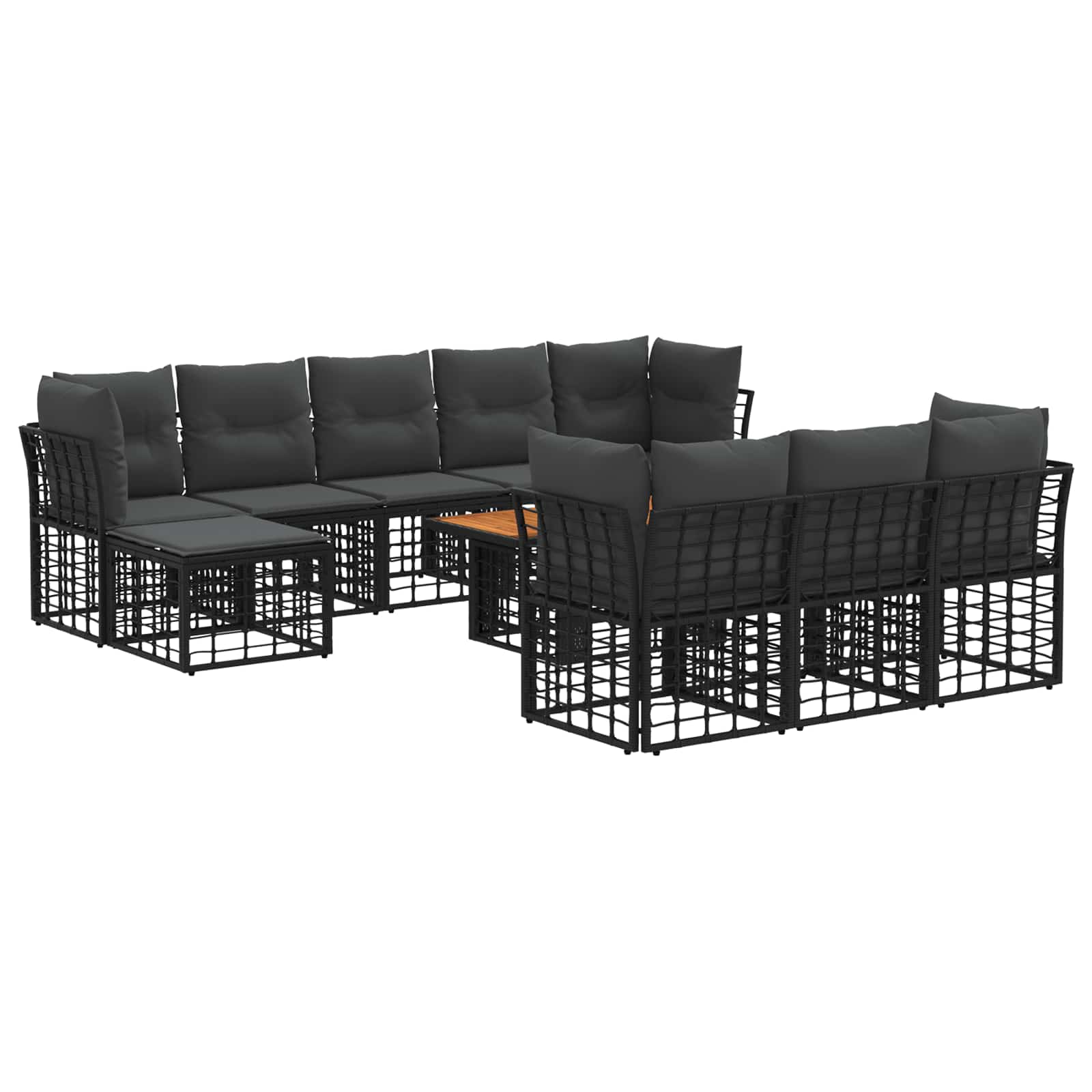 Gartensofa-set 11 Stk. Schwarz Und Dunkelgrau Poly-rattan Vidaxl