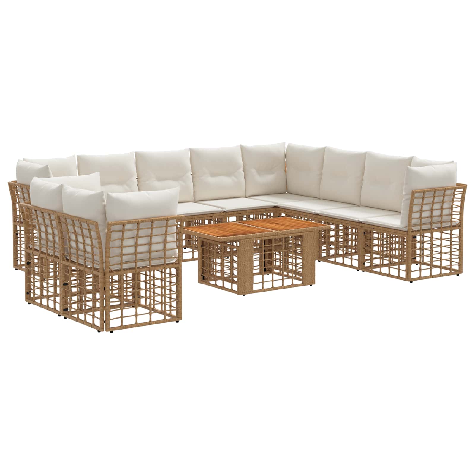 Gartensofa-set 11 Stk. Natürlich Und Cremweiß Poly-rattan Vidaxl