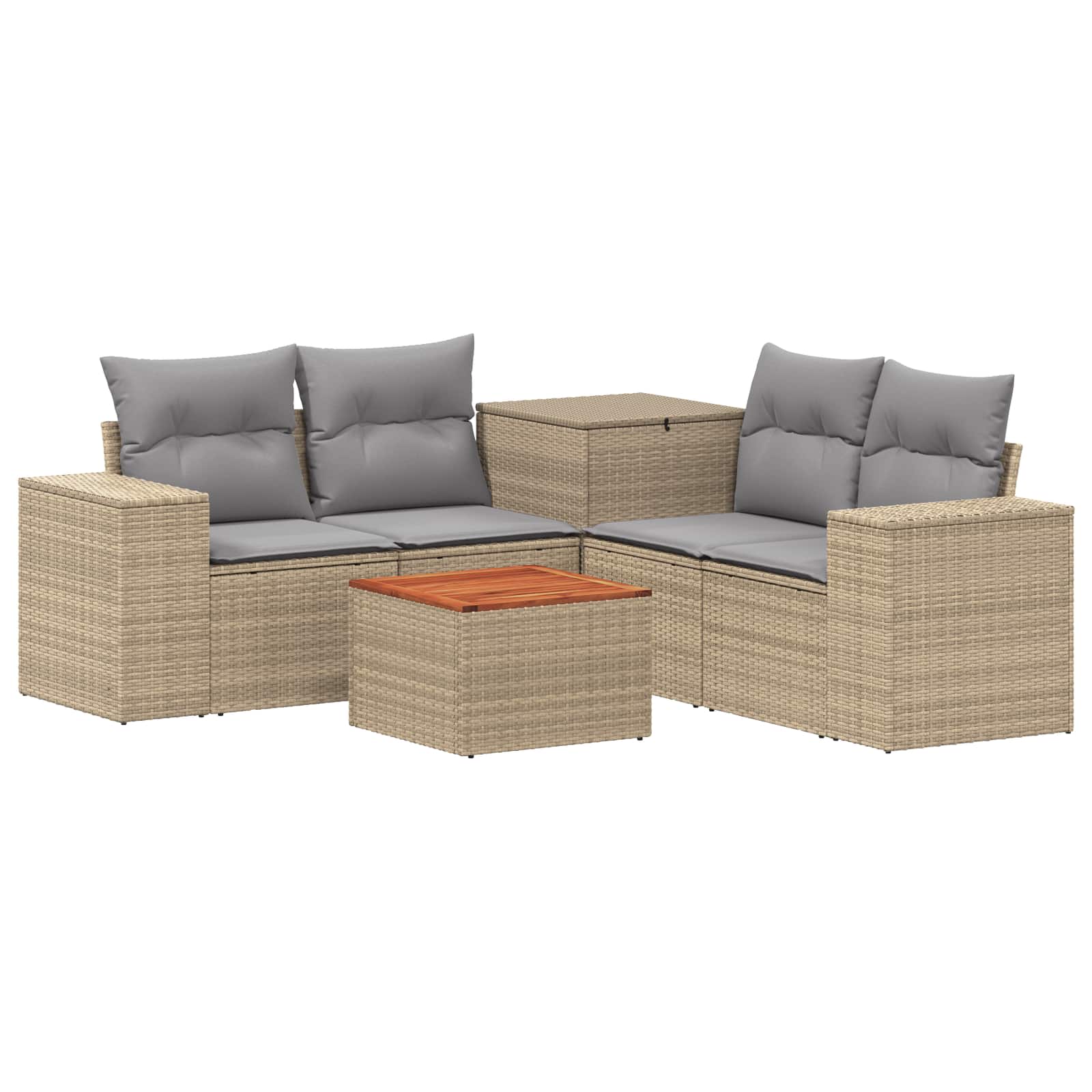 Sofa Set 6 Stk. Beige Und Hellgrau Polyrattan Und Stahl Vidaxl