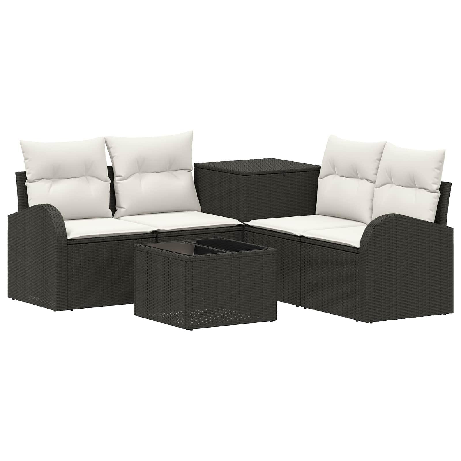 Sofa Set 6 Stk. Schwarz Und Cremeweiß Polyrattan Und Stahl Vidaxl
