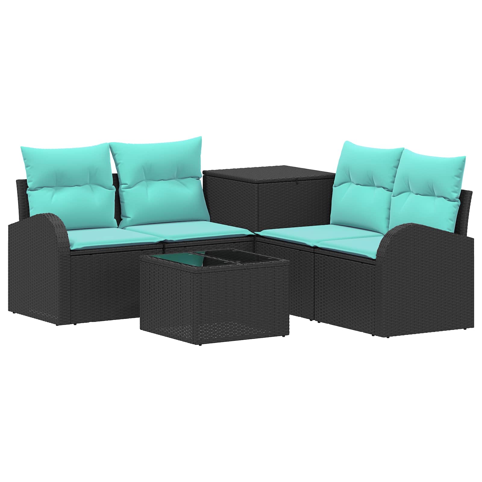Sofa Set 6 Stk. Schwarz Und Blau Polyrattan Und Stahl Vidaxl