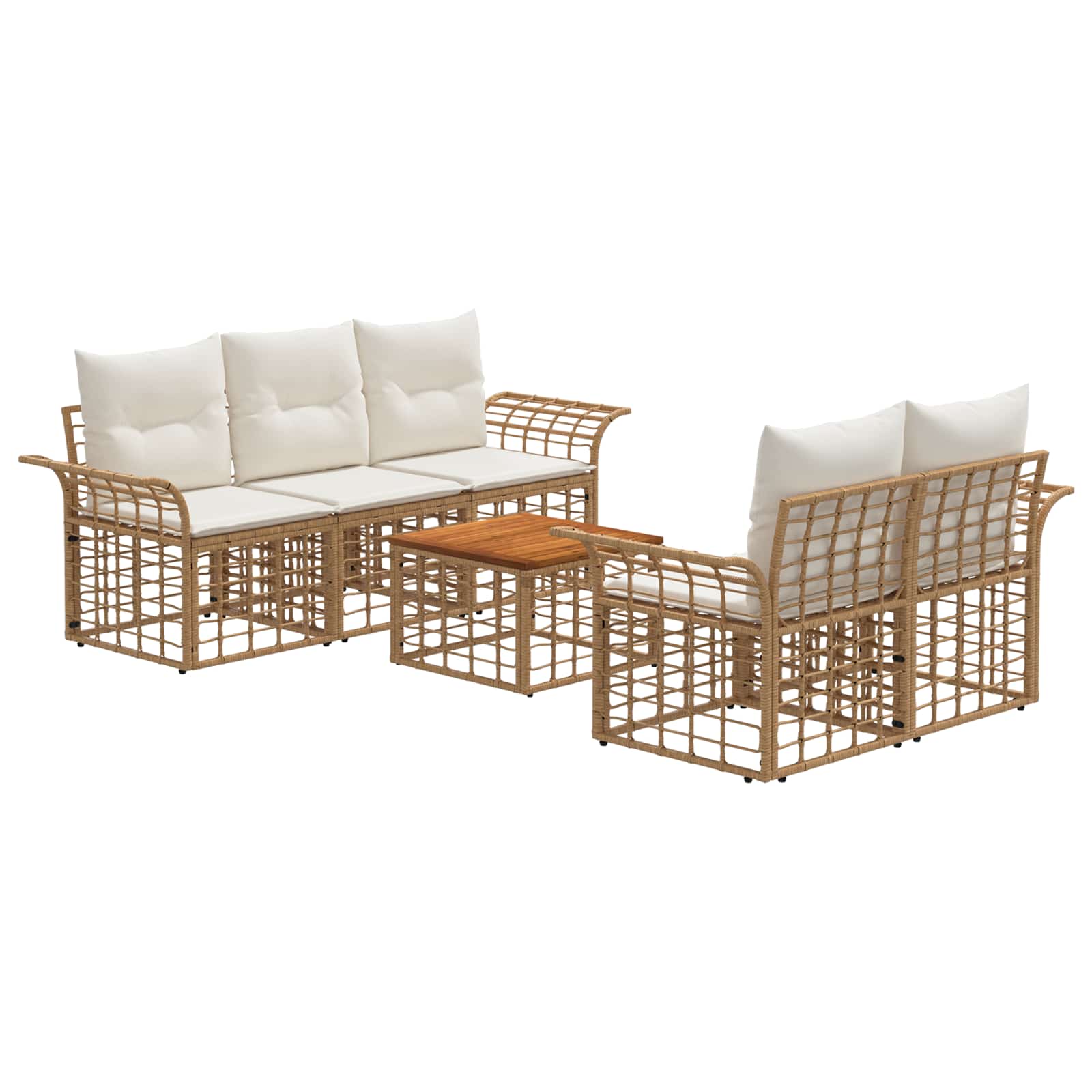 Outdoor-sofagarnitur 6 Stk. Natürlich Und Cremweiß Poly-rattan Vidaxl