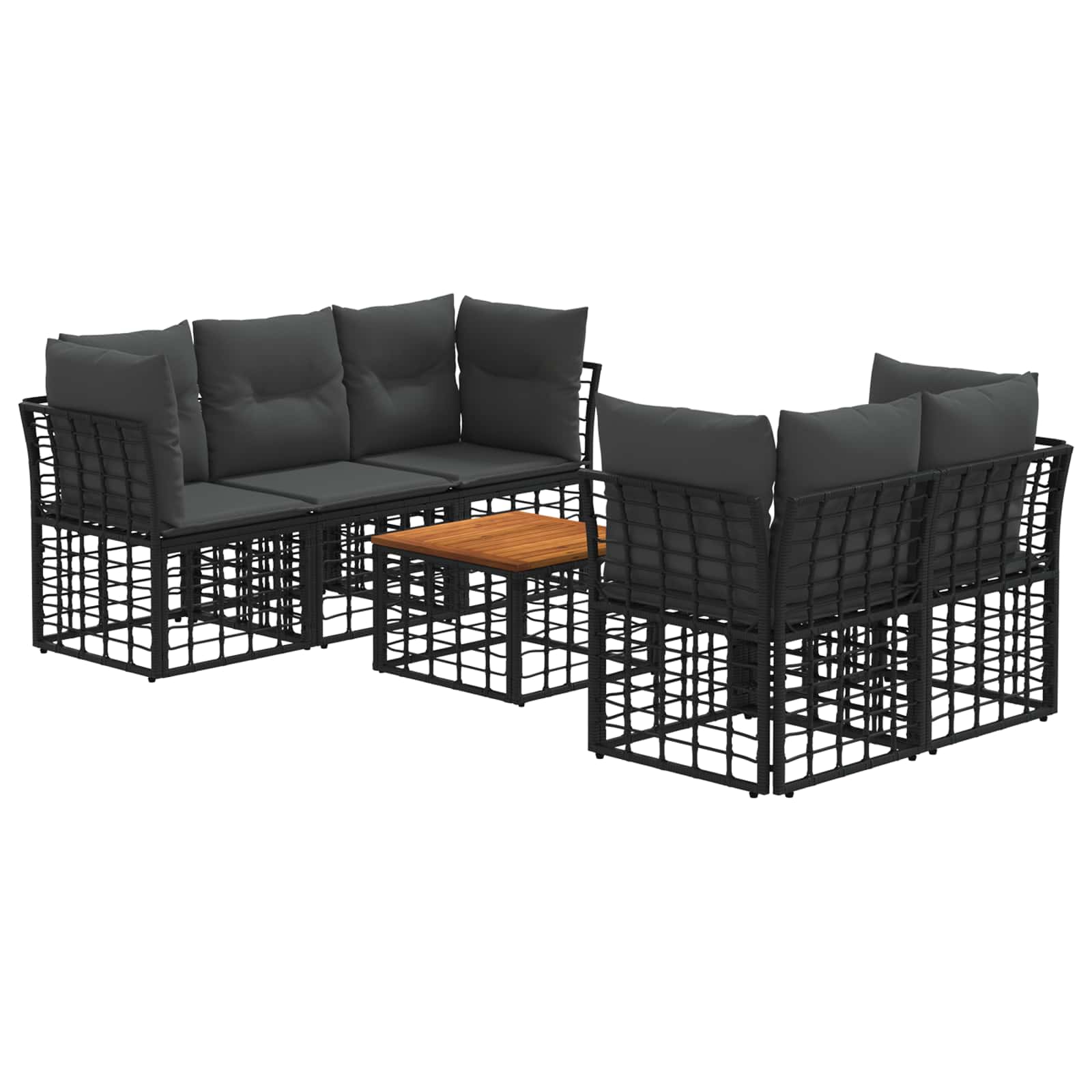 Outdoor-sofagarnitur 6 Stk. Schwarz Und Dunkelgrau Poly-rattan Vidaxl