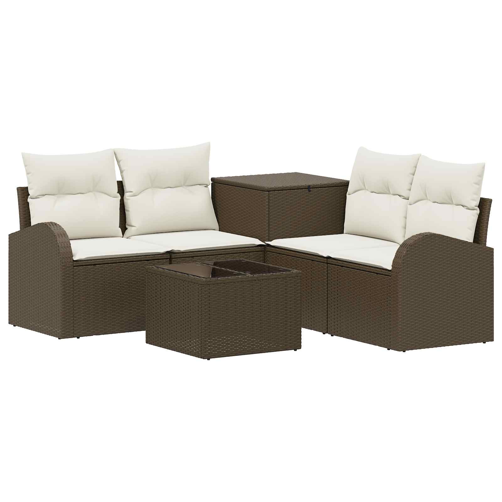 Sofa Set 6 Stk. Braun Und Creme Weiß Polyrattan Und Stahl Vidaxl