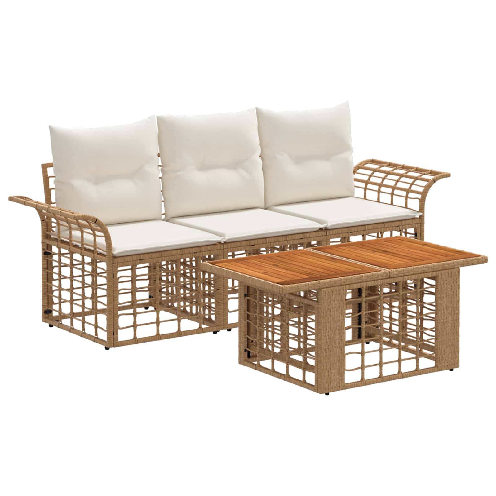Gartensofa-set 4 Stk. Natürlich Und Cremweiß Poly-rattan Vidaxl
