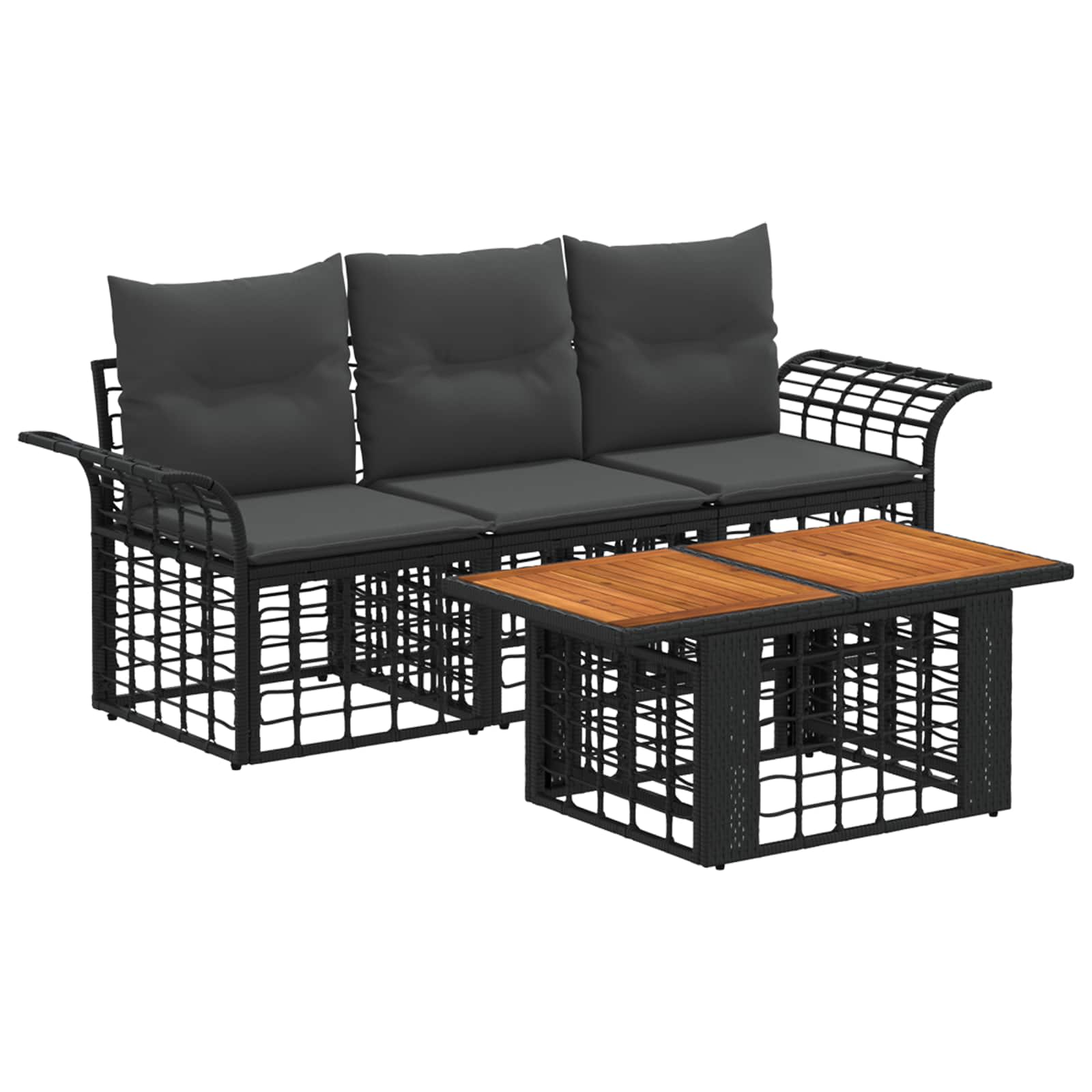 Gartensofa-set 4 Stk. Schwarz Und Dunkelgrau Poly-rattan Vidaxl