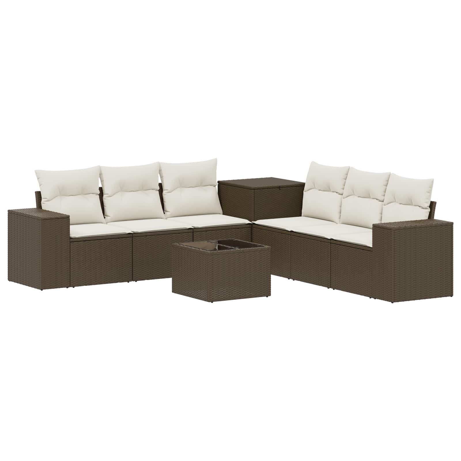 Sofa Set 8 Stk. Braun Und Creme Weiß Polyrattan Und Stahl Vidaxl