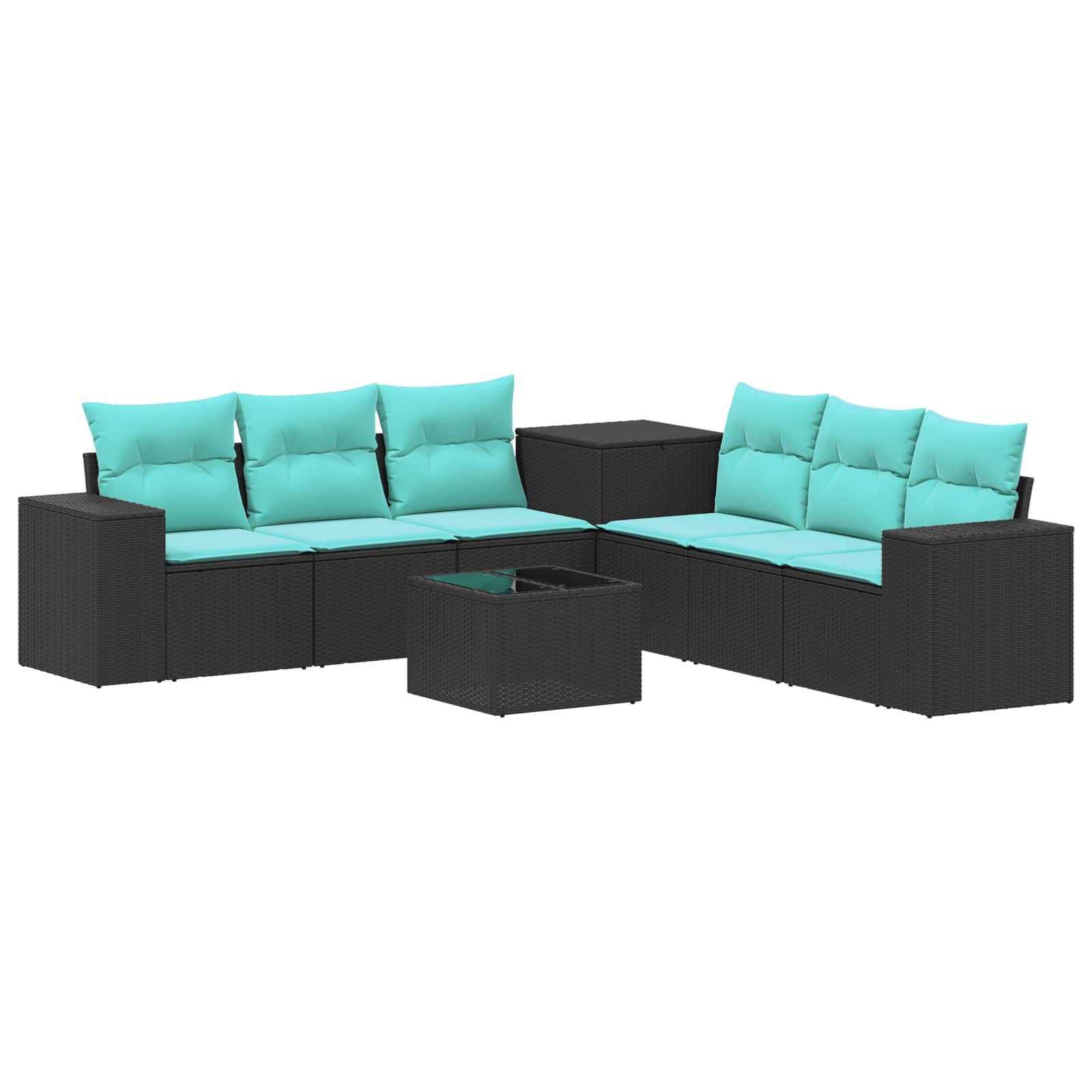 Sofa Set 8 Stk. Schwarz Und Blau Polyrattan Und Stahl Vidaxl