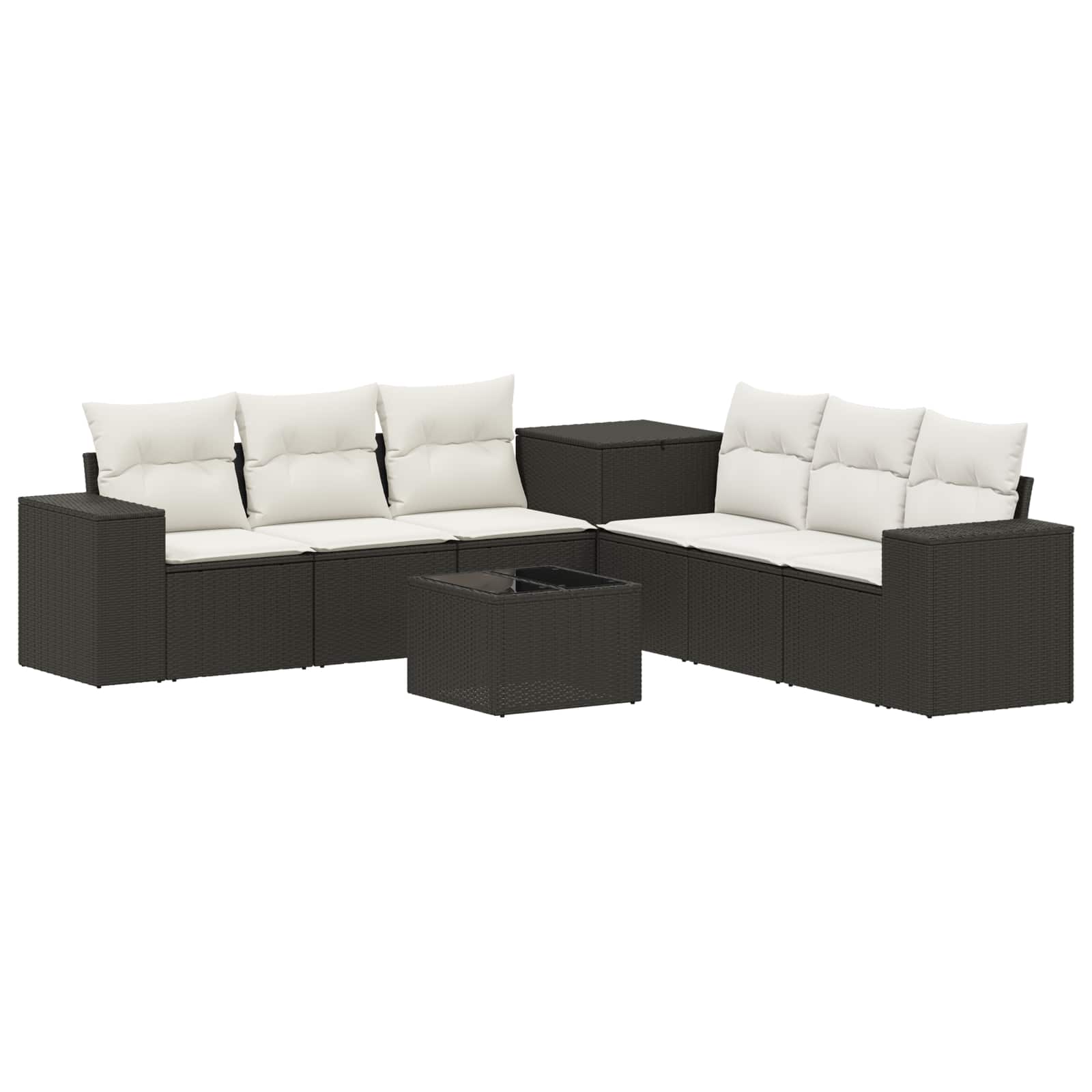Sofa Set 8 Stk. Schwarz Und Cremeweiß Polyrattan Und Stahl Vidaxl