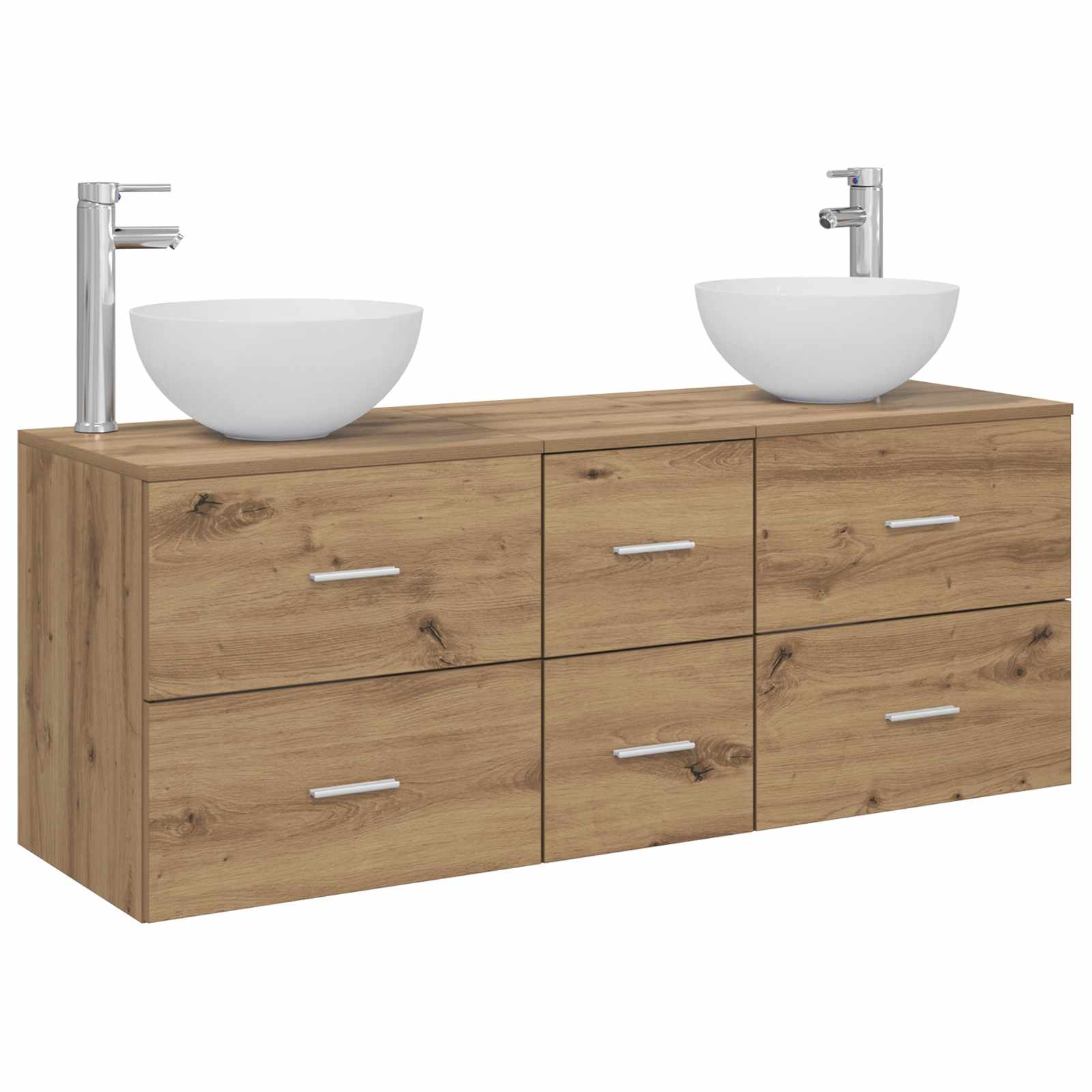 Badezimmerschrank-set 3 Stk. Artisan-eiche 49,5 X 35 X 63 Cm Vidaxl