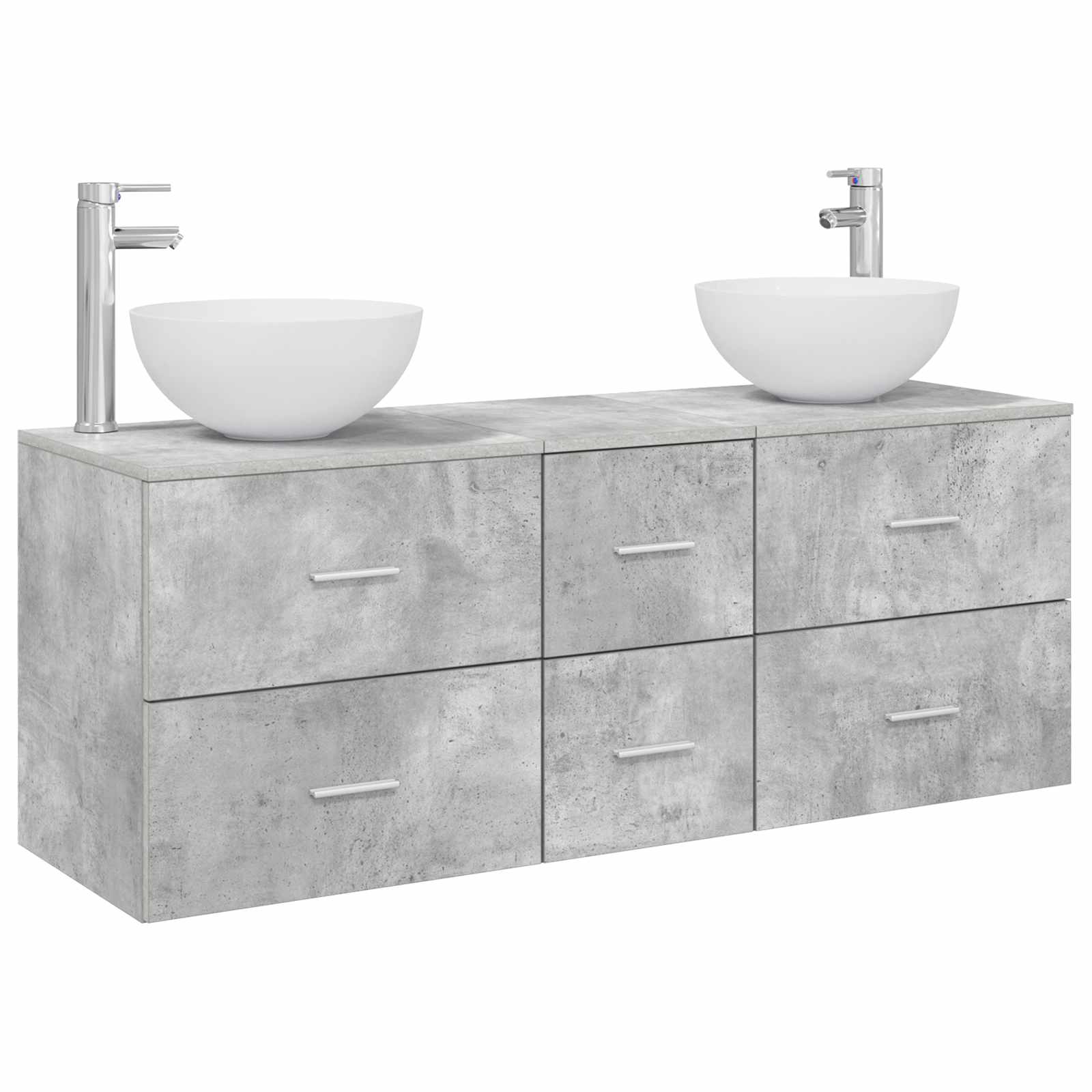 Badezimmerschrank-set 3 Stk. Betongrau 49,5 X 35 X 63 Cm Vidaxl