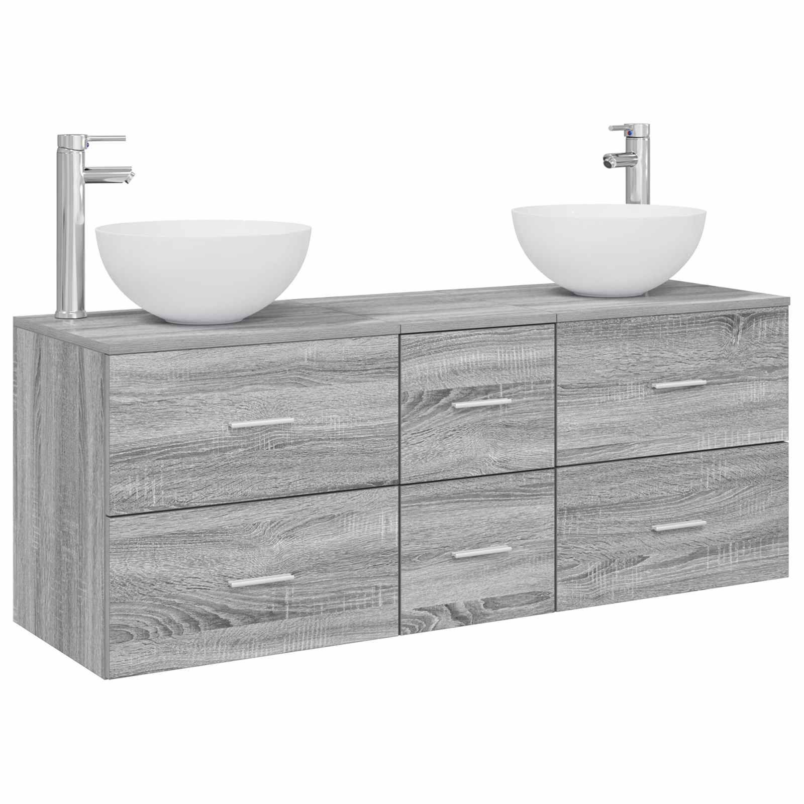 Badezimmerschrank-set 3 Stk. Grau Sonoma 49,5 X 35 X 63 Cm Vidaxl