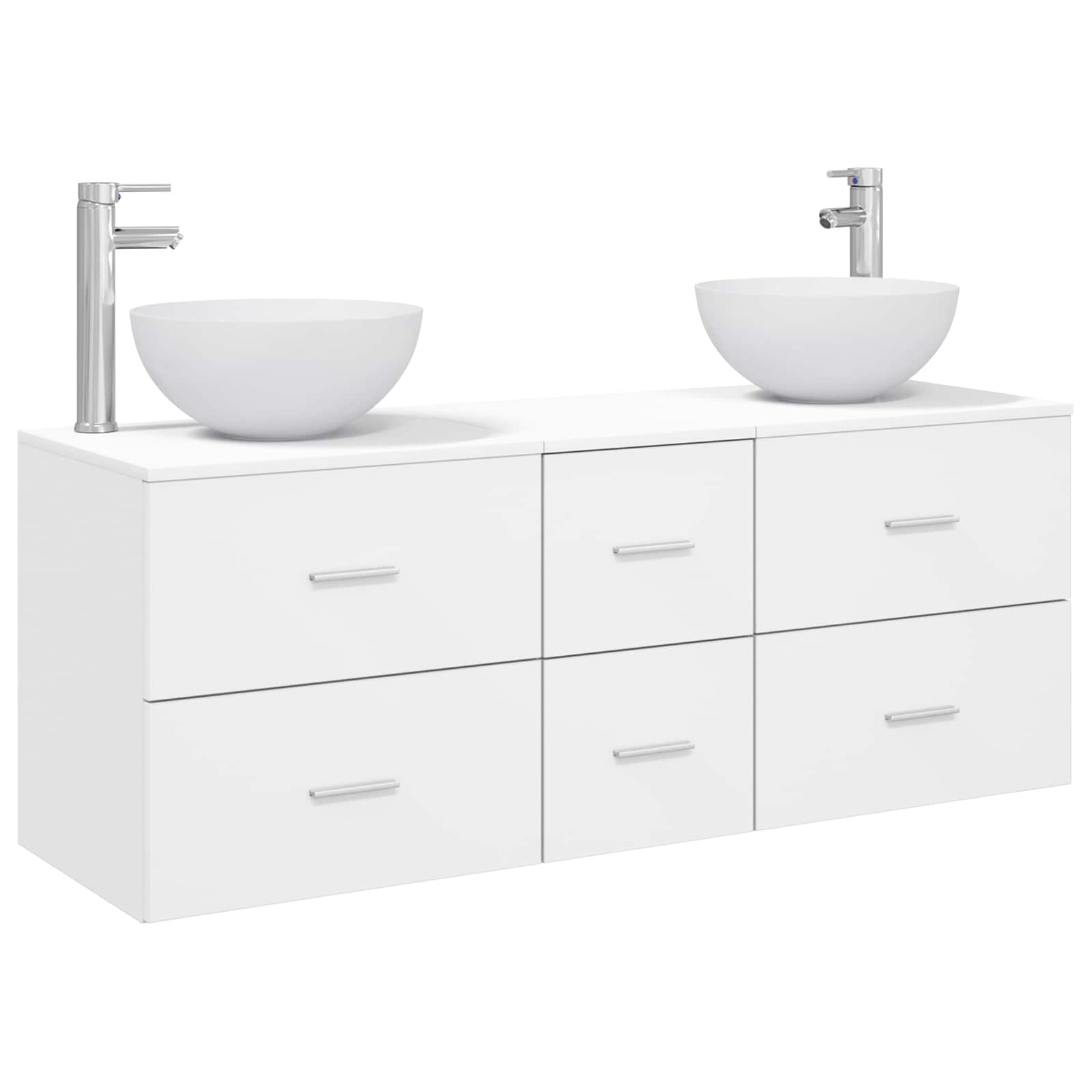 Badezimmerschrank-set 3 Stk. Weiß 49,5 X 35 X 63 Cm Vidaxl
