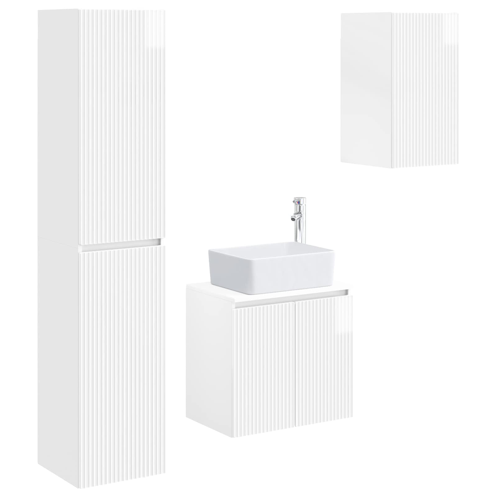 Badezimmermöbel-set 3 Stk. Hochglanz Weiß 33 X 34,5 X 160 Cm Vidaxl