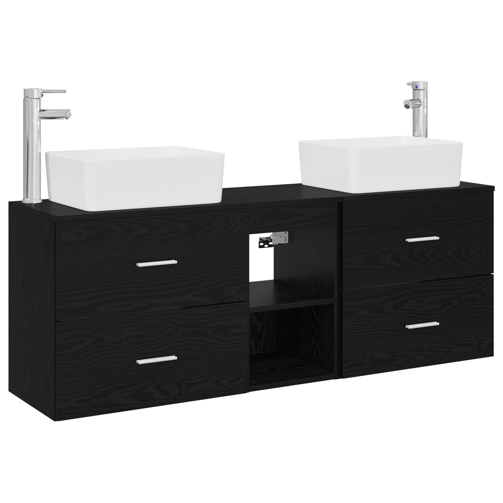 Badezimmerschrank-set 3 Stk. Schwarz 53 X 34,5 X 63 Cm Vidaxl